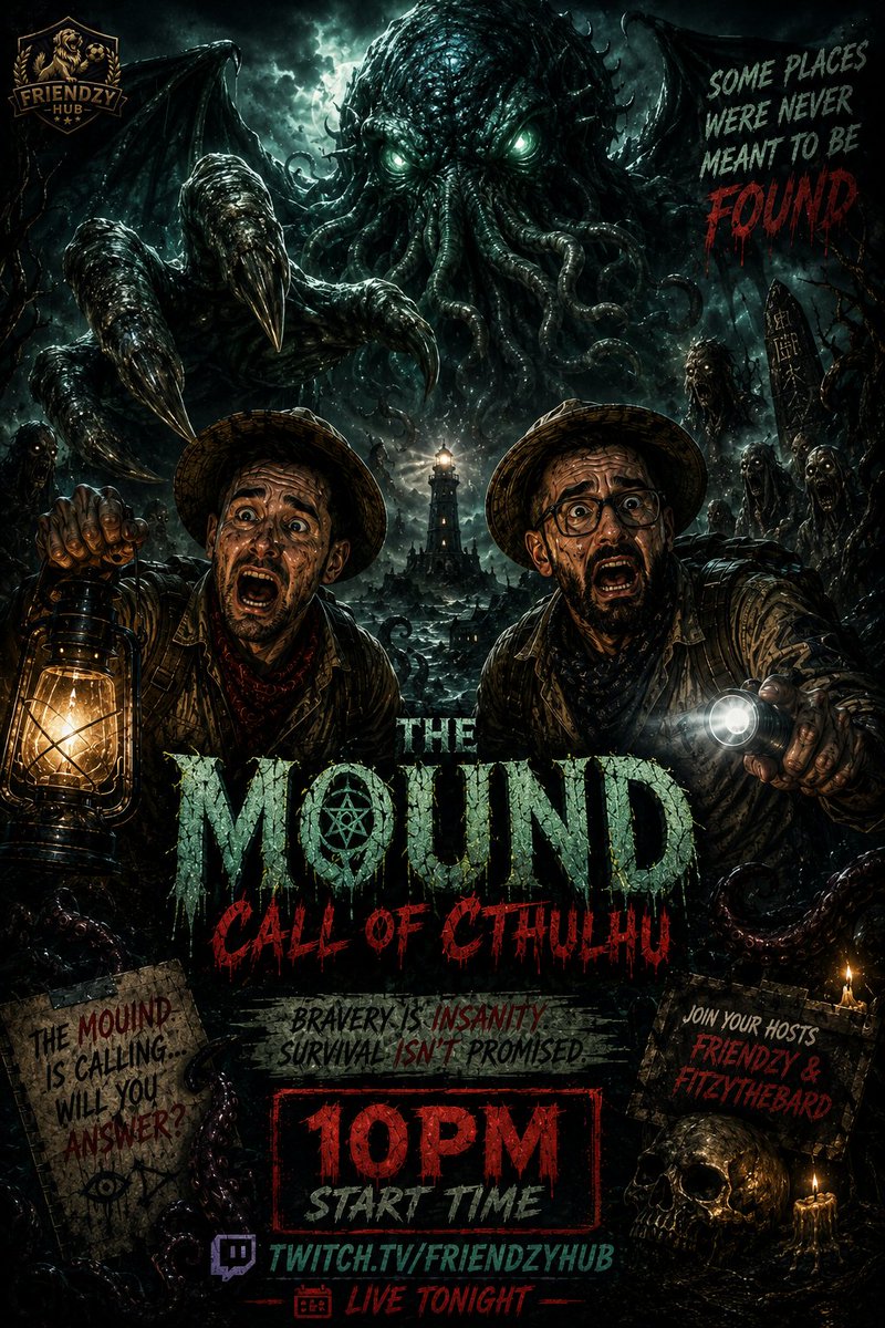 FitzyTheBard96's tweet photo. 10pm tonight join either myself Fitzythebard or @Friendzy2806 live on twitch for our first attempt @PlayTheMound 

Two brothers, two separate streams with two unique perspectives. What horrors and hallucinations will the expedition have in store?

What could possibly go wrong 👀 https://t.co/JhYYA7b2RR