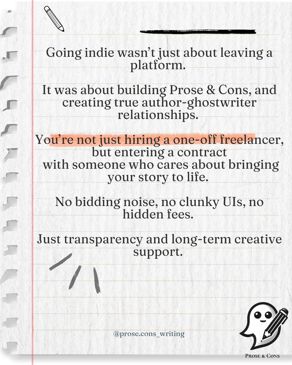 Prose_Cons_GW's tweet photo. It was always about creating a better experience for our clients and building true ghostwriter-author relationships.

​Prose &amp; Cons is now fully indie. 🥂

​📖 Read our full transition story &amp; access our project inquiry form via the link in bio! https://t.co/FXDucUiW92