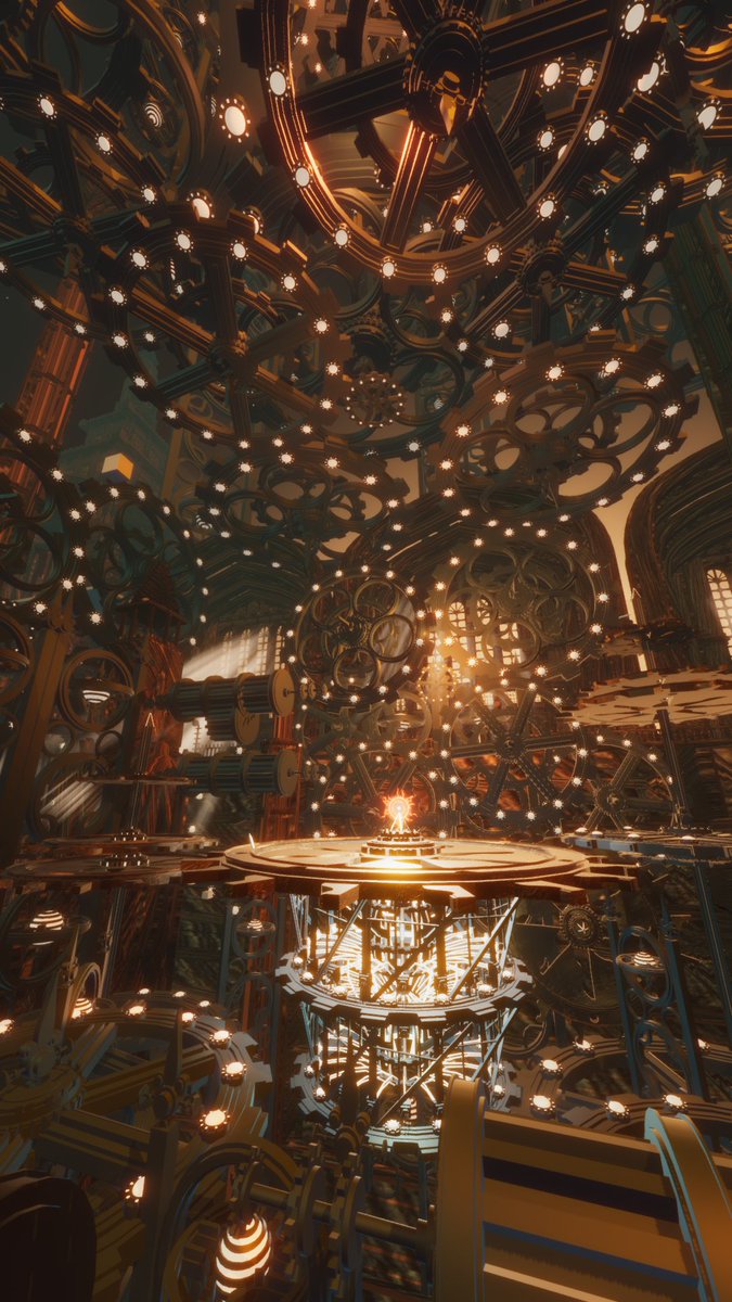 noami2539's tweet photo. The eternal heart pulsing inside the golden clockwork cathedral. ⚙️✨🏛️
黄金の 歯車と 光が 刻む、永遠の 鼓動。

🌐: 時の心臓
 by : HAKUSEKIREI（怜）

#VRChat
#VRChat_world紹介
#VRChatPhotography https://t.co/xZ2NtzHkeG