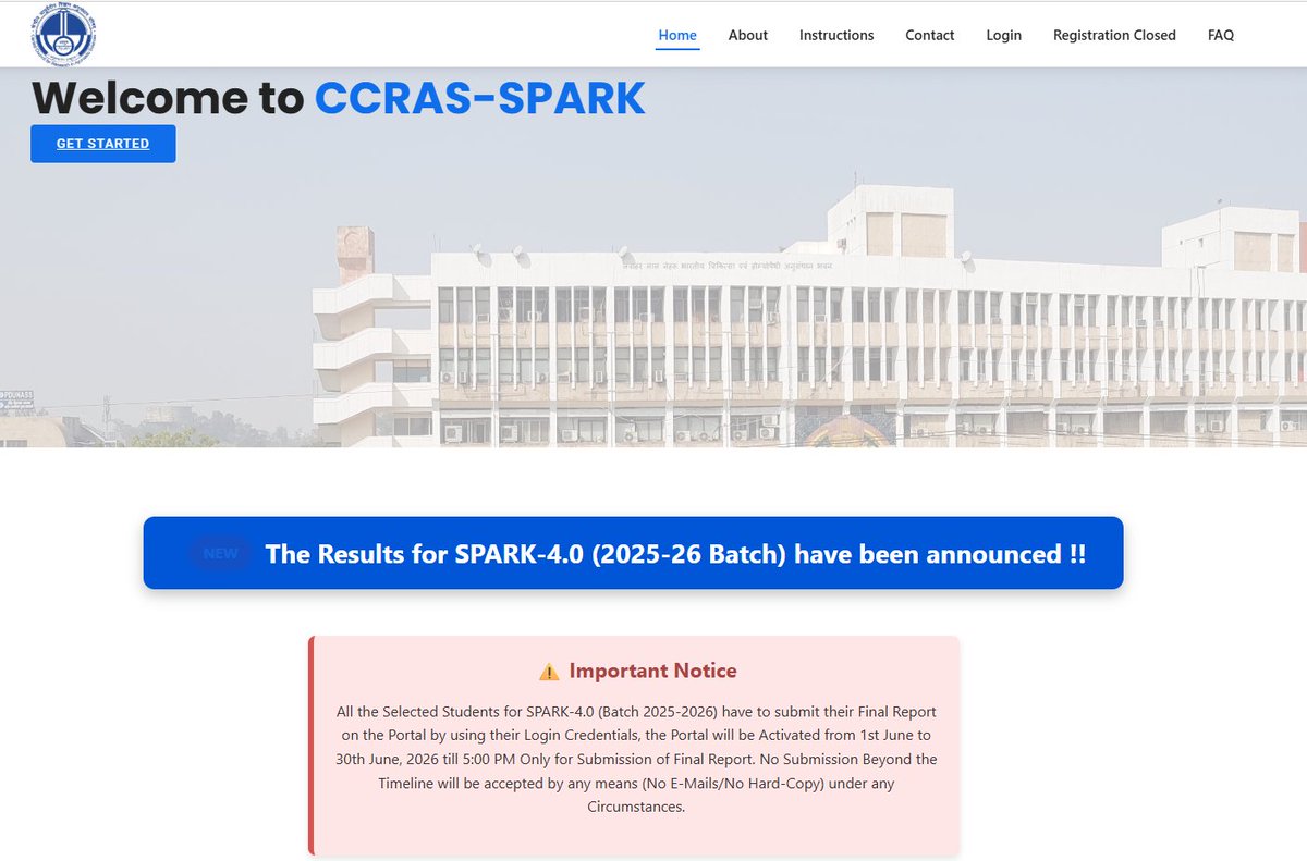 CCRAS_MoAyush's tweet photo. 📢𝑨𝒕𝒕𝒆��𝒕𝒊𝒐𝒏 #𝑪𝑪𝑹𝑨𝑺-𝑺𝑷𝑨𝑹𝑲 𝒂𝒔𝒑𝒊𝒓𝒂𝒏𝒕𝒔!

Results of the SPARK-4.0 (2025-26 Batch) have been declared and can be accessed at the following link: https://t.co/unnXURzCnS

🎉 Congratulations to all candidates!

#Ayush #Ayurveda #CCRASSpark #Result https://t.co/kejX5w83Pr