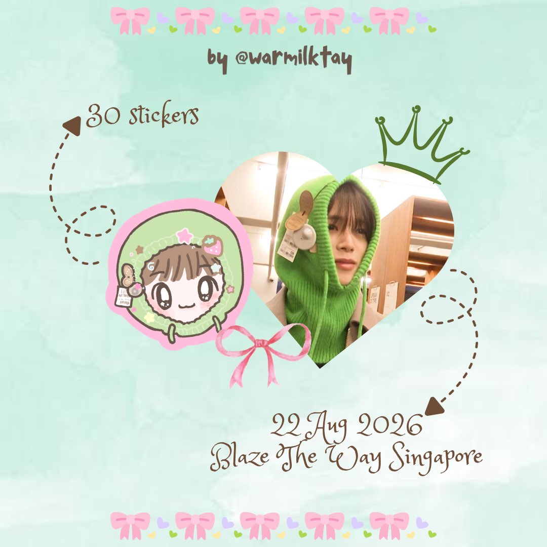 warmilktay's tweet photo. 𝑷𝒍𝒆𝒂𝒔𝒆 𝒉𝒆𝒍𝒑 𝑹𝑻~ (˶>⩊<˶)  

𝘍𝘢𝘯𝘴𝘶𝘱𝘱𝘰𝘳𝘵 𝘨𝘪𝘷𝘦𝘢𝘸𝘢𝘺 𝘧𝘰𝘳 #BLAZETHEWAY_SINGAPORE 🌙໒꒱ ‧₊˚

30 𝖪 𝗁𝗈𝗈𝖽𝗂𝖾 𝗌𝗍𝗂𝖼𝗄𝖾𝗋𝗌! 💚

⏰ ᴛʙᴄ
📍 ᴀʀᴇɴᴀ @ ᴇxᴘᴏ (ᴇxᴀᴄᴛ ʟᴏᴄᴀᴛɪᴏɴ ᴛʙᴄ)

#ASIATOUR_BLAZETHEWAY #andTEAM #andTEAM_K https://t.co/6RVb74FQDY