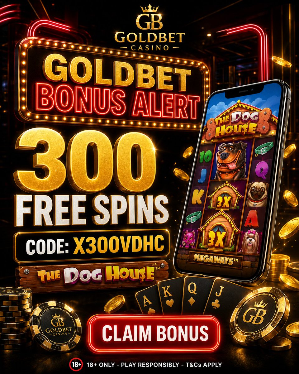 slotalertpro's tweet photo. @ApeIsLive 🚨 GoldBet Bonus Alert 🚨

🎰 300 Free Spins listed on The Dog House
✅ Promo Code: X300VDHC
👉 Check here: https://t.co/N6conUPj8J

18+ only. Play responsibly. T&amp;Cs apply.

#GoldBet #CasinoBonus #FreeSpins #SlotAlertPro https://t.co/nCoVeAhGJ1