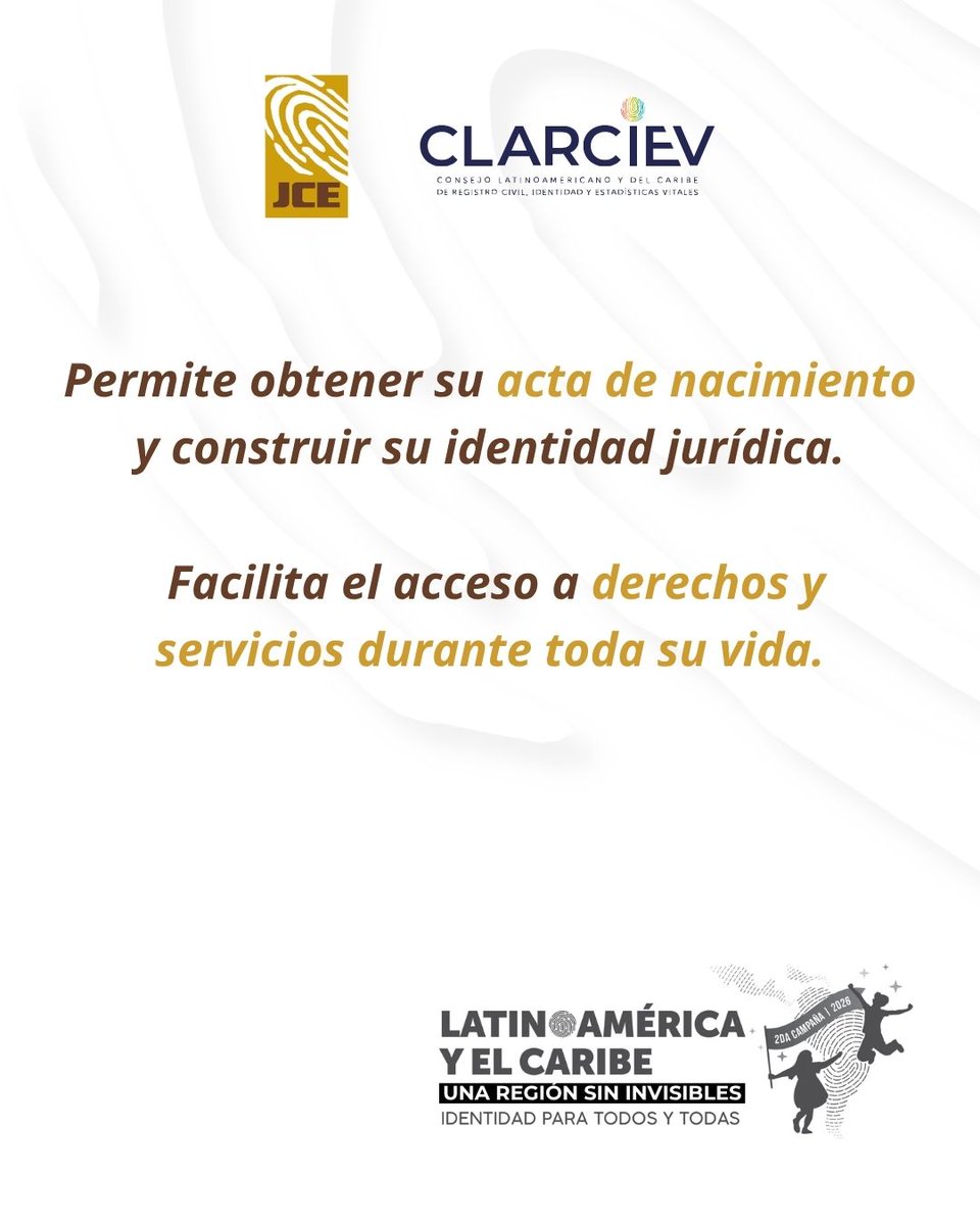 juntacentral's tweet photo. Latinoamérica y el Caribe: una región sin invisibles. Identidad para todos y todas.
#SemanaDeLosRegistrosCiviles #RegistroCivil #Identidad #JCE #CLARCIEV https://t.co/WJrLG5CNPR