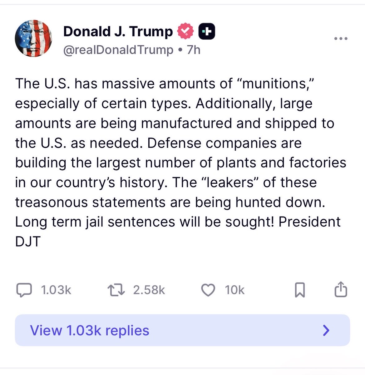 chrishchun's tweet photo. Too much to unpack here. Importing our “munitions”, factories appearing out of no where instantly, and hunting our own citizens. We’ve become what the GOP claims they’re defending us from. https://t.co/X8firftFob