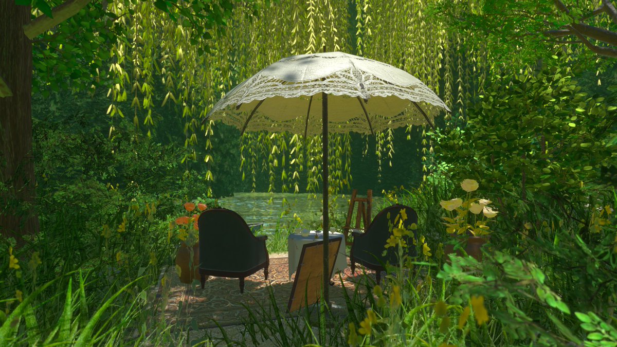 noami2539's tweet photo. Vintage books, green leaves, and a quiet tea time by the lake. 📖🍃🫖
アンティークの 書と、湖畔で 過ごす 穏やかな ひととき。

🌐: Jardin․
 by : moné（もね）

#VRChat
#VRChat_world紹介
#VRChatPhotography https://t.co/i6ud5Z3PqB