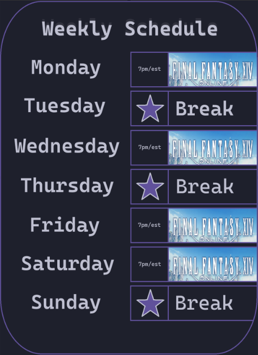 VentaKat_'s tweet photo. Schedule for Next Week going to try and do this every week!!❤️️ https://t.co/3Ew050HYnG
