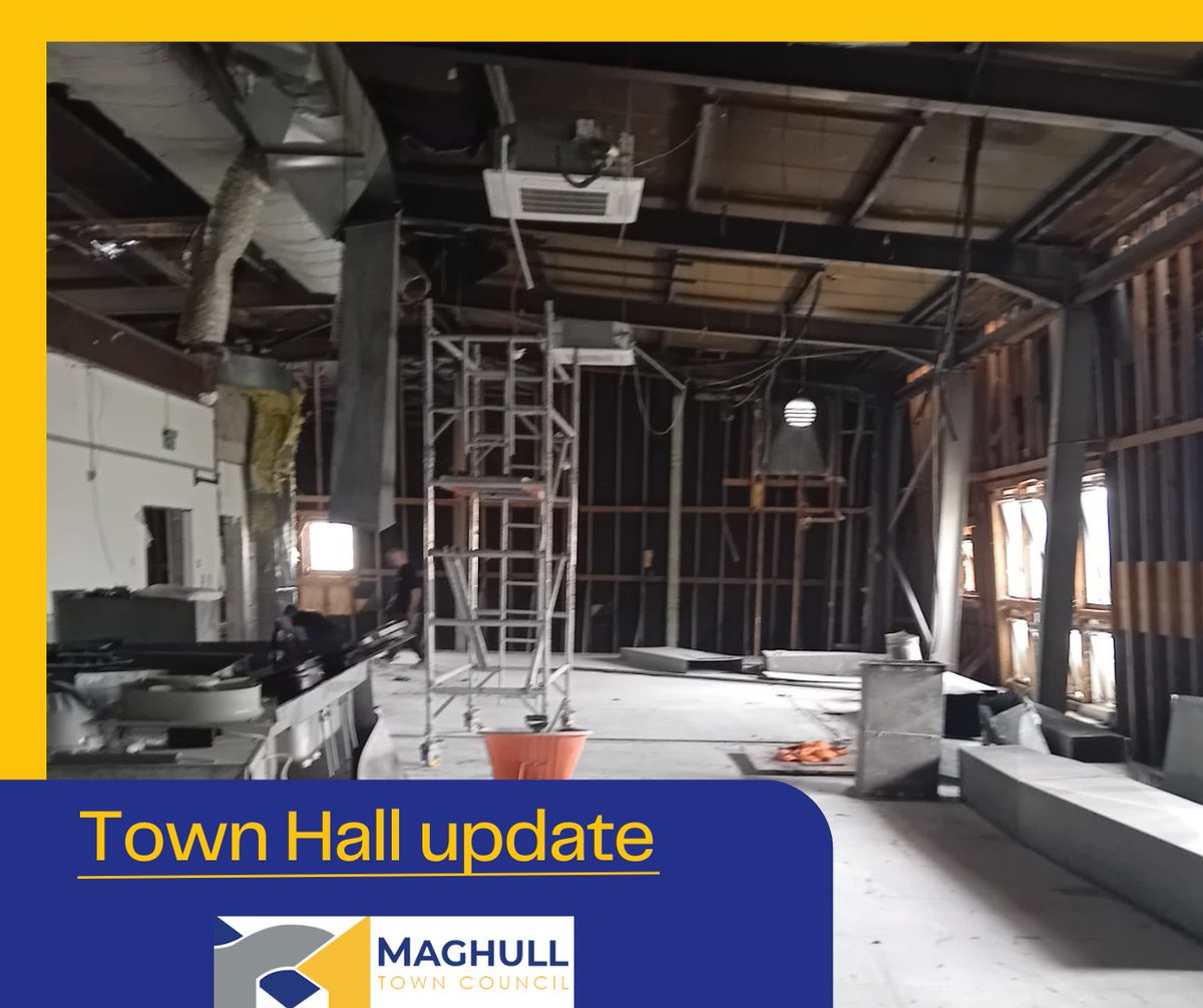 MaghullTownHall's tweet photo. Demolition is underway! see our Town Hall update on the MTC website https://t.co/y3B8TLQTjl https://t.co/vDzoAobXWx