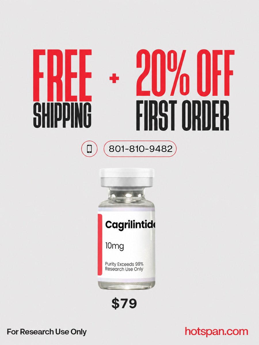 _hotspan's tweet photo. Advance your research with high purity compounds you can trust.

Cagrilintide 10mg features purity exceeding 99% and is intended for research use only. Plus, enjoy free shipping and 20% off your first order.

Shop now at Hotspan.

#hotspan #researchuseonly #cagrilintide https://t.co/tbyLfxnUhg
