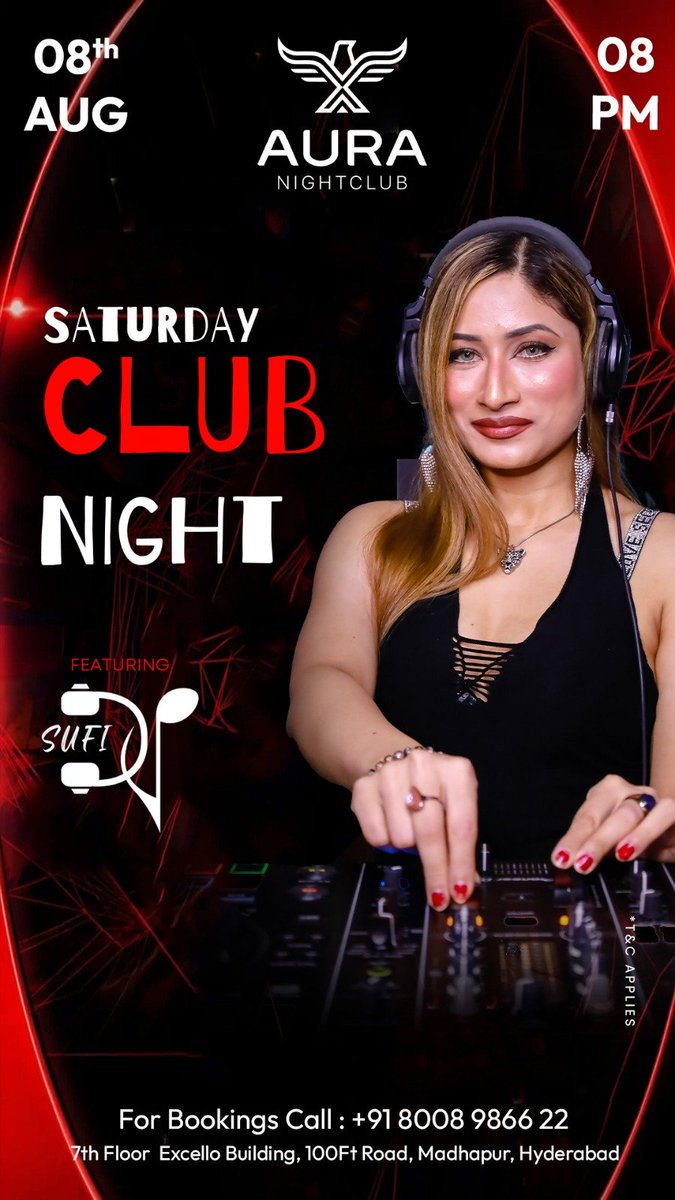 SUFIKHAN_SK's tweet photo. ๐ฅ SATURDAY CLUB NIGHT โ AURA NIGHTCLUB ๐ฅ
๐งโจ@auranightclub1
Get ready for an unforgettable Saturday night filled with the hottest Bollywood & Punjabi beats as DJ SUFI takes over the decks at Aura Nightclub! ๐๐บ @DJSUFIOFFICIAL
#auranightclub #djsufi #saturdayclubnight https://t.co/iDx1xhkzqT