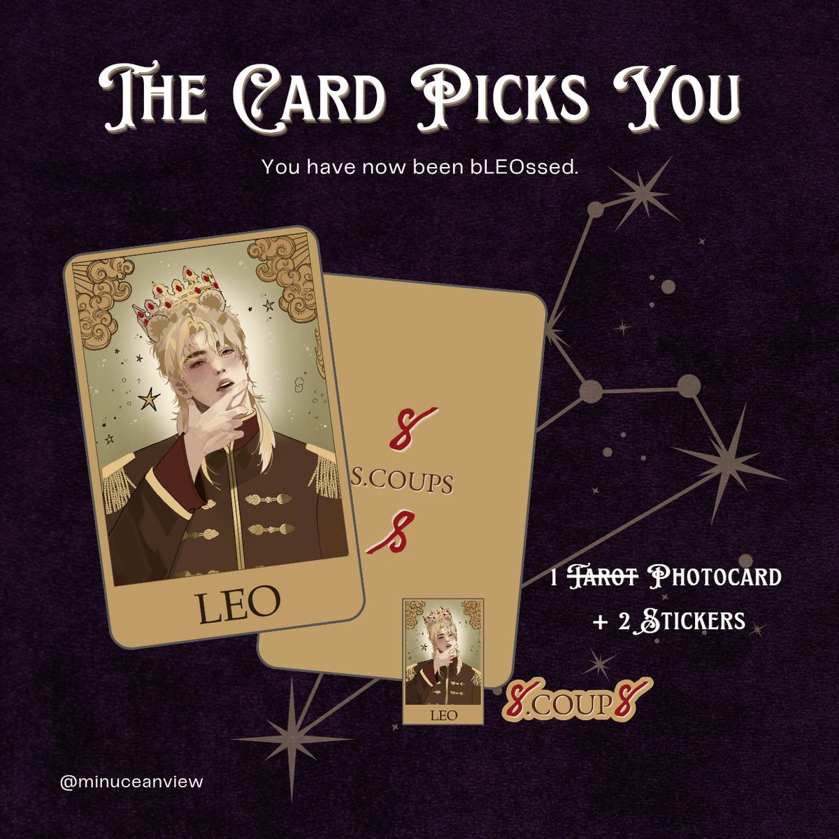 minuceanview's tweet photo. The Card Picks You ✨
S.COUPS birthday freebies by @minuceanview
Art by @tiredscuff 
.
See you at Cheol's Cardio Club Vol. 2 🕺 https://t.co/IpwFShqyBW