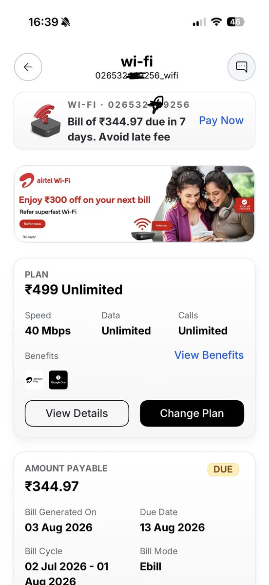 nnwitterr's tweet photo. @airtelindia I had taken
WiFi connection for short term. Now I keep getting messages for bill payment. I need the service to be terminated but cannot find that in your App.
Pls help me https://t.co/wBOVkohLgA