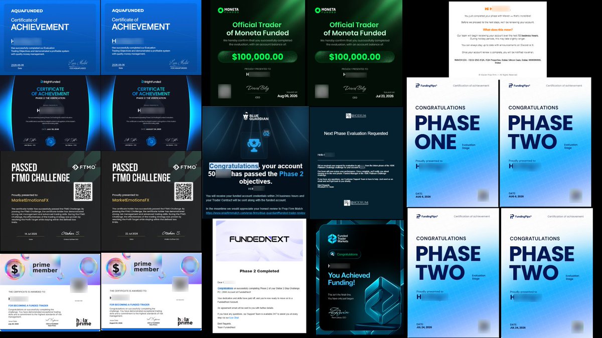 Market_Emotions's tweet photo. Just added $1.95m in Funding in the last week:
@AquaFunded $100K (Awaiting account)
@AquaFunded $100K (Awaiting account)
@BlueGuardiancom $100K (Awaiting account)
@BrightFunded $100K
@BrightFunded $100K
@FTMO_com $100K
@FTMO_com $100K
@FTMarketslive $200K
@FundedNext $200K
@fundingpips $50K
@fundingpips $50K
@fundingpips $50K
@fundingpips $100K
@HolaPrimeGlobal $100K
@HolaPrimeGlobal $100K
@Maventrading $100K (Awaiting account)
@MonetaFunded $100K
@MonetaFunded $100K
@rhodium_fx $100K

.... Onto my existing funding:
@CTI_Funding $100K
@FTMarketslive $25K
@fundingpips $50K
@TitanCapMarkets $100K
@thepipfarm $160K
@QtFunded $25K

This is what $2.5M in Funding looks like 🔥

Any firm, any rules, any restrictions - Who's next? 👀