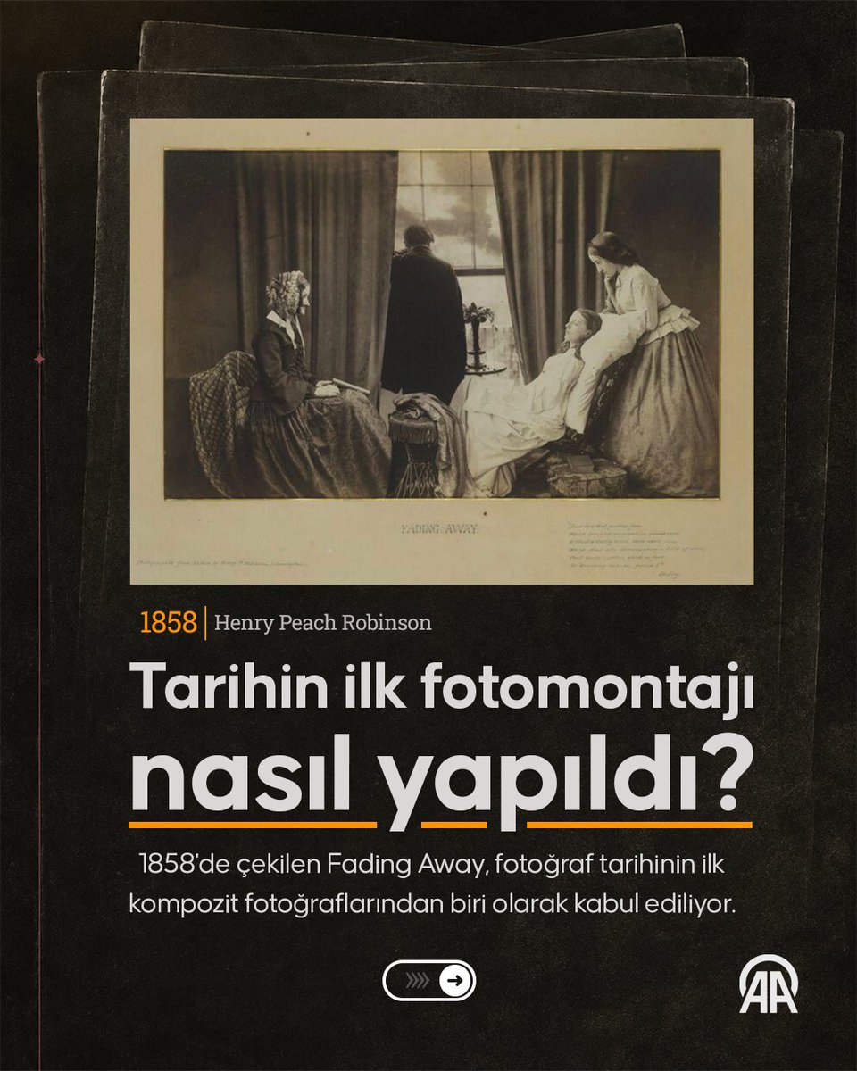 AA_TeyitHatti's tweet photo. Teyit Hattı Blog

📷 Tarihin ilk fotomontajı nasıl yapıldı?

🎞️ Henry Peach Robinson, Fading Away adlı eserini 1858'de beş farklı negatifi birleştirerek oluşturdu.

📌Eser, fotoğraf tarihinin ilk kompozit fotoğrafları arasında yer aldı.

💬 Çalışma yayımlandığı dönemde aldatıcı olduğu gerekçesiyle büyük tartışma yarattı.

Detaylar⤵️
https://t.co/8xWzoeAx77