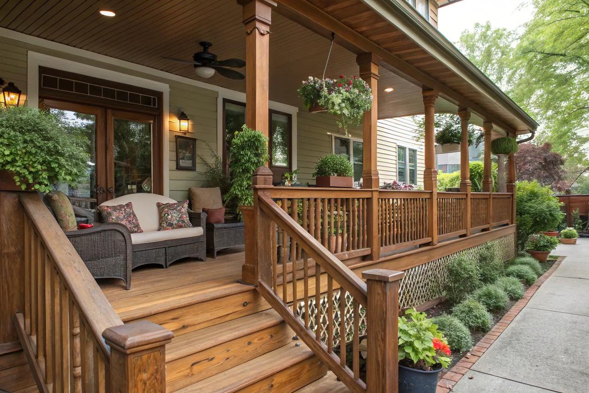 TheLemeDecor's tweet photo. Wood front porch railing with timeless craftsmanship, natural wood finishes, and inviting curb appeal, creating a warm and stylish entrance that enhances any home's exterior.
#FrontPorch #PorchRailing #WoodRailing #CurbAppeal #HomeExterior #OutdoorDesign #HomeDecor #HomeInspo https://t.co/WvRms8eX3t