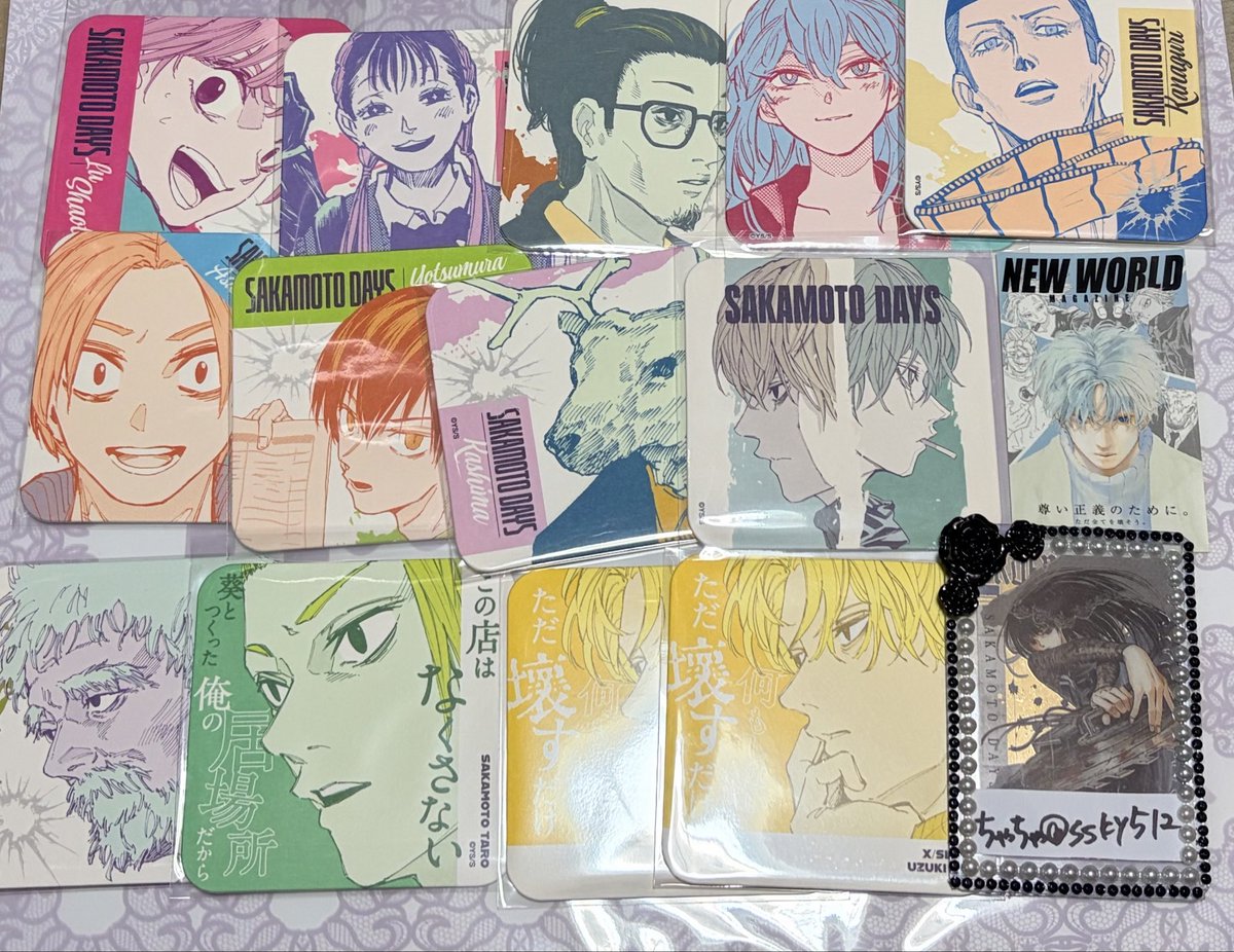 ssky512's tweet photo. 【交換】SAKAMOTO DAYS サカモトデイズ サカデイ 原画展 アートコースター アトコ 特典 ステッカー

譲：ルー 虎丸 沖 リオン 京
       シン 周 鹿島 有月 スルー
       トーレス 坂本
求：2枚目 大佛
       特典 ORDER

検索からでもお声かけ下さいませ。
何卒宜しくお願い致します。 https://t.co/BBiJ5LoGYy