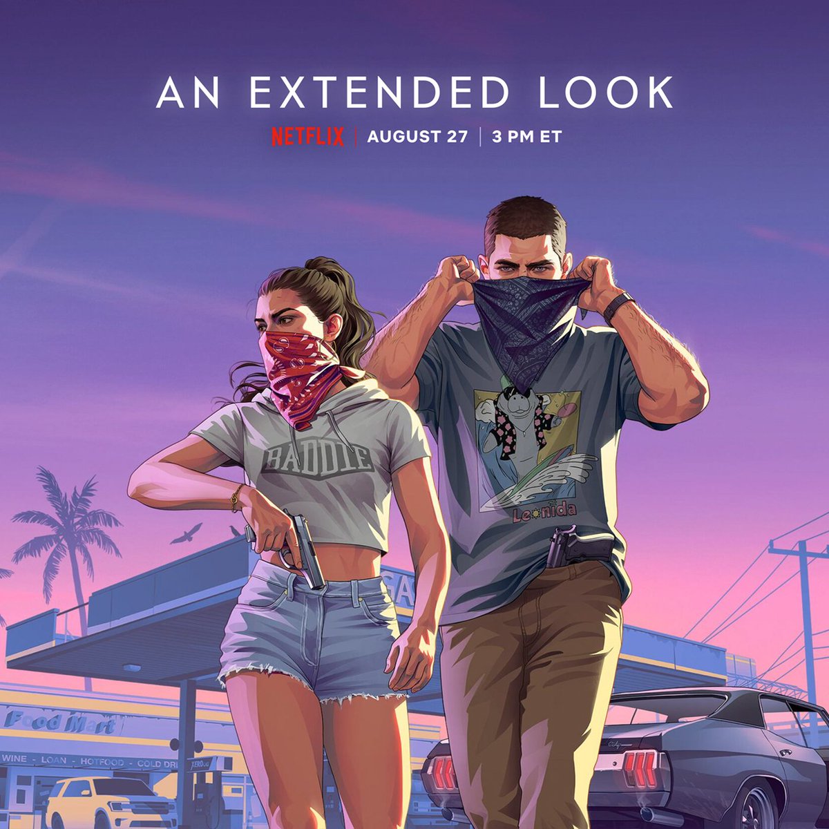 screentime's tweet photo. Rockstar have announced Grand Theft Auto VI: An Extended Look 

Coming to Netflix and Youtube August 27 https://t.co/K41lTKDrYv