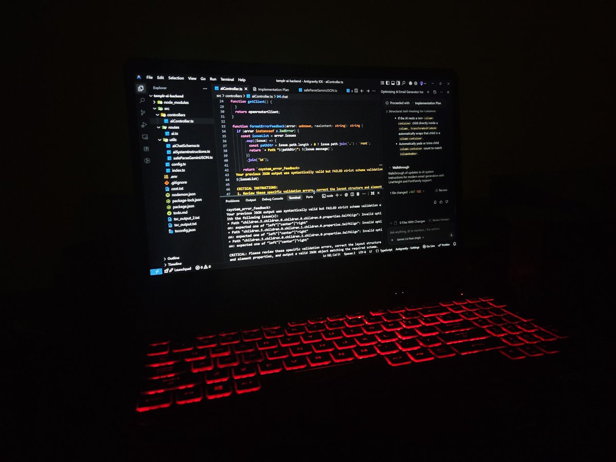 hardickraj's tweet photo. 2:55 AM. Made Templr's AI backend self-heal broken responses + auto-retry on failure.

Chance of a user seeing an AI error now: close to zero.

#buildinpublic https://t.co/K3FupQyq5U