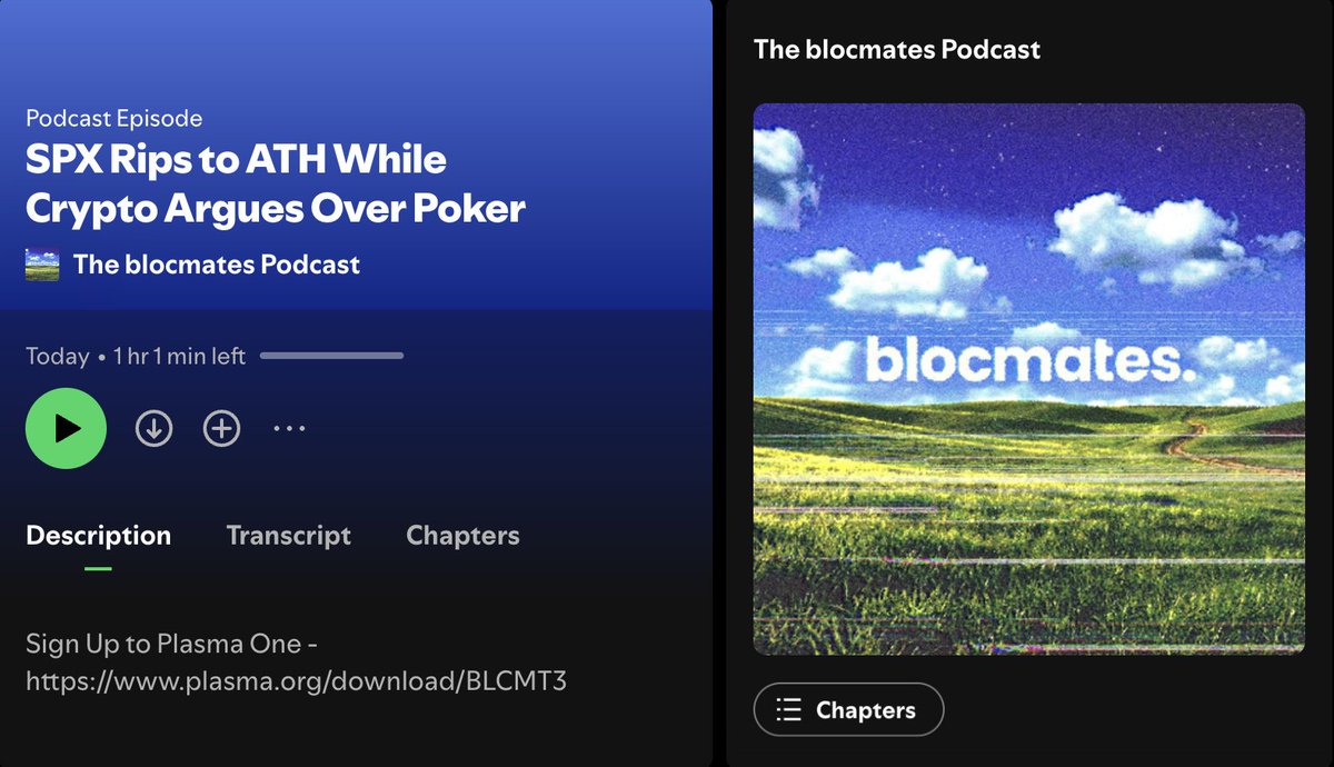 blocmates's tweet photo. Yesterday's pod is up and available all across RSS, wherever you get yours. 

Discussion on the state of the industry, identity crisis, why this bear feels like the worst ever and the constant arguing across the timeline.

Spotify: https://t.co/oYLYUcwaQP

I am confident you will find your way elsewhere.
