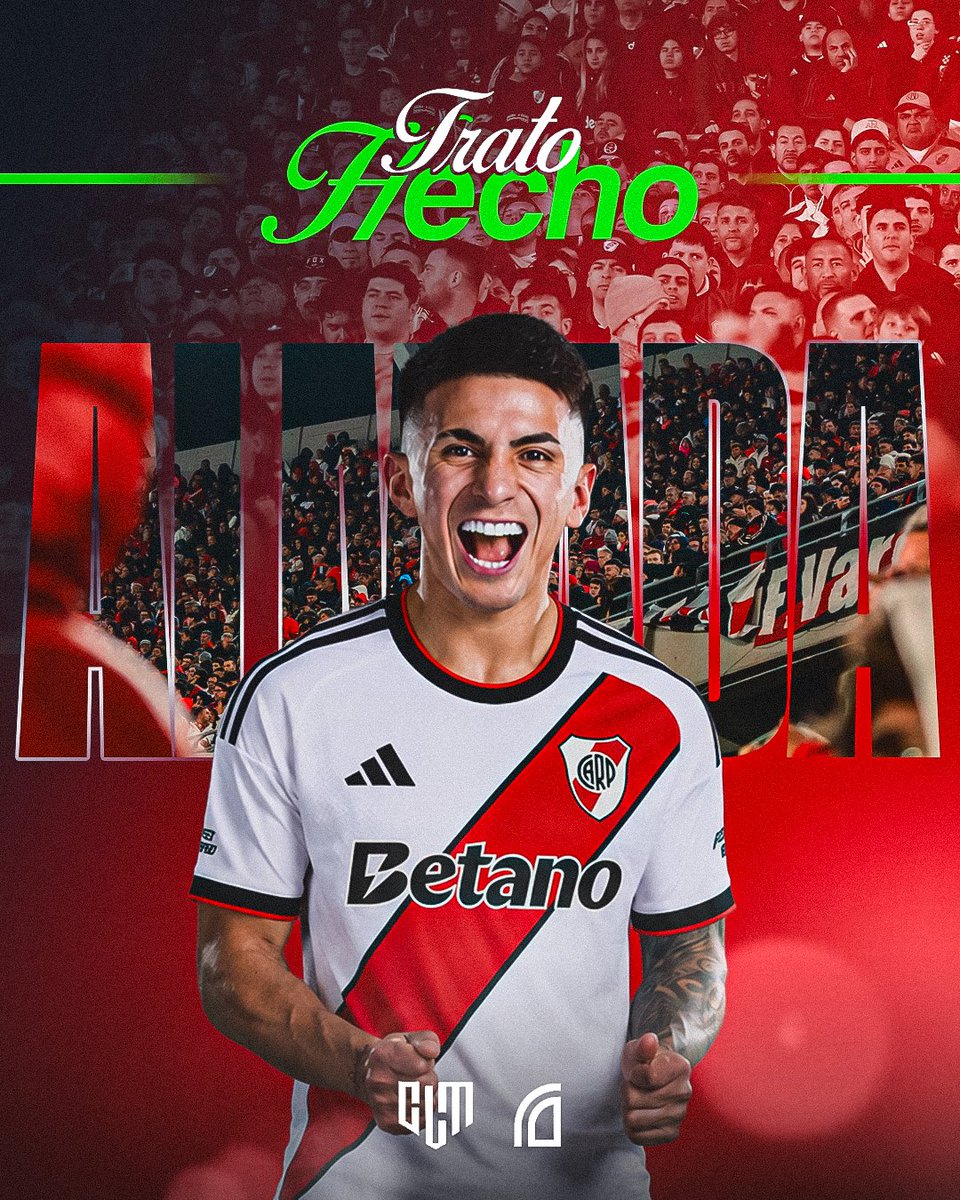 CLMerlo's tweet photo. 🚨Thiago Almada es nuevo refuerzo de River: acuerdo total con el Atlético de Madrid por €20M. 
*️⃣El futbolista, que ya había aceptado la propuesta de River hace algunos días, firmará por 3 años y medio. #TratoHecho https://t.co/Ix00BDbVhN