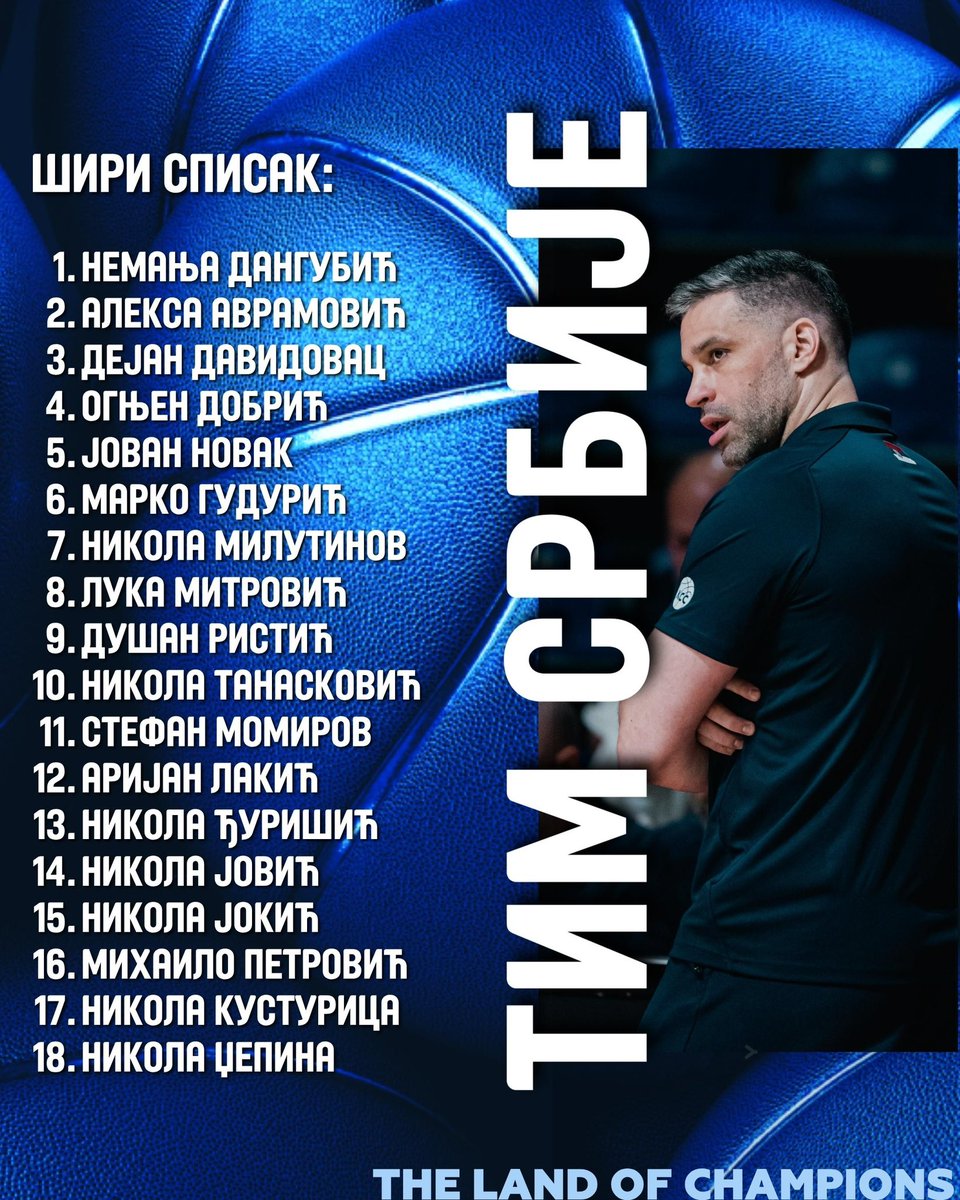 KSSrbije's tweet photo. Селектор сениорске репрезентације Србије Душан Алимпијевић одредио је списак од 18 кандидата за августовскиФИБА квалификациони прозор за Светско првенство. 🇷🇸

Прочитајте више на: https://t.co/djdCG990mp

За кога? ЗА СРБИЈУ! ❤️ https://t.co/TbzRcQQZYp