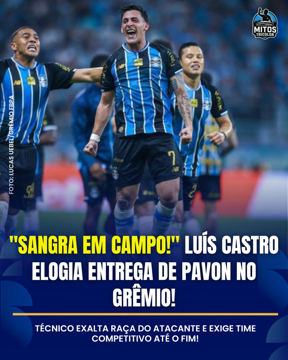 Mitostricolor's tweet photo. 🚨 "SANGRA EM CAMPO!" Em coletiva, Luís Castro exaltou a entrega e a raça do atacante Pavon no Grêmio: "Acho um jogador fantástico naquilo que é a sua entrega. Ele vai até os limites, nunca desiste."
Siga @MitosTricolor
#Grêmio #MitosTricolor #Pavon #LuisCastro https://t.co/JBvrXxxObR