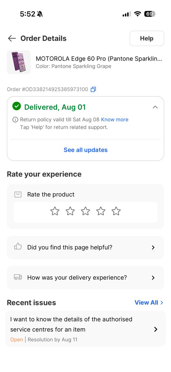 droidXankit's tweet photo. Ordered a motorola phone of 33k few days back, and the phone has stopped working. The app is useless and can’t connect to any person, and their chat is just awful. Even tho the return date is till valid i still can’t return the item.why everything has to be on SM to resolve thing https://t.co/My6Zo0exrH