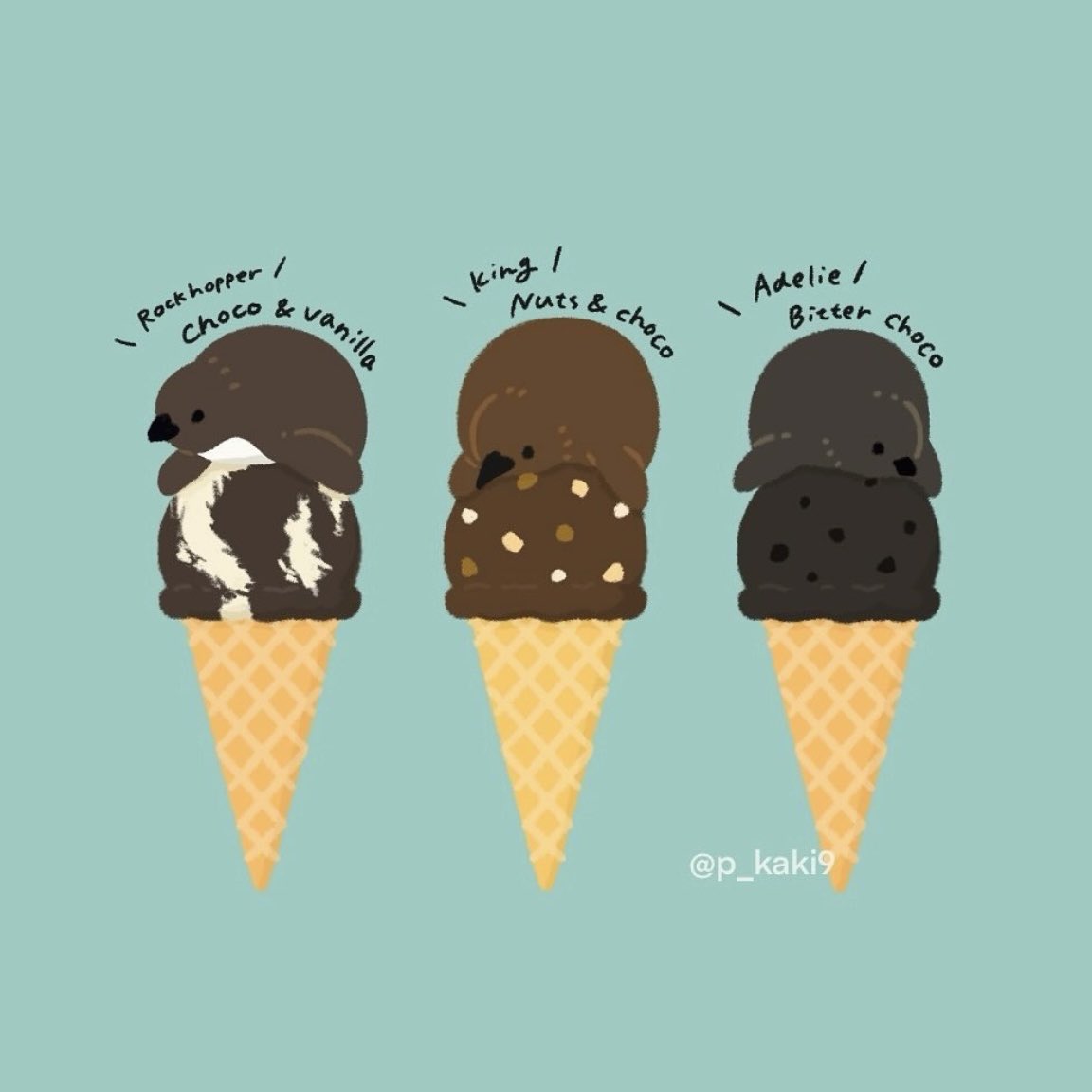 p_kaki9's tweet photo. ヒナとアイスは好きなモチーフなので何度も描いています🍨 https://t.co/DcTXhdy3TD