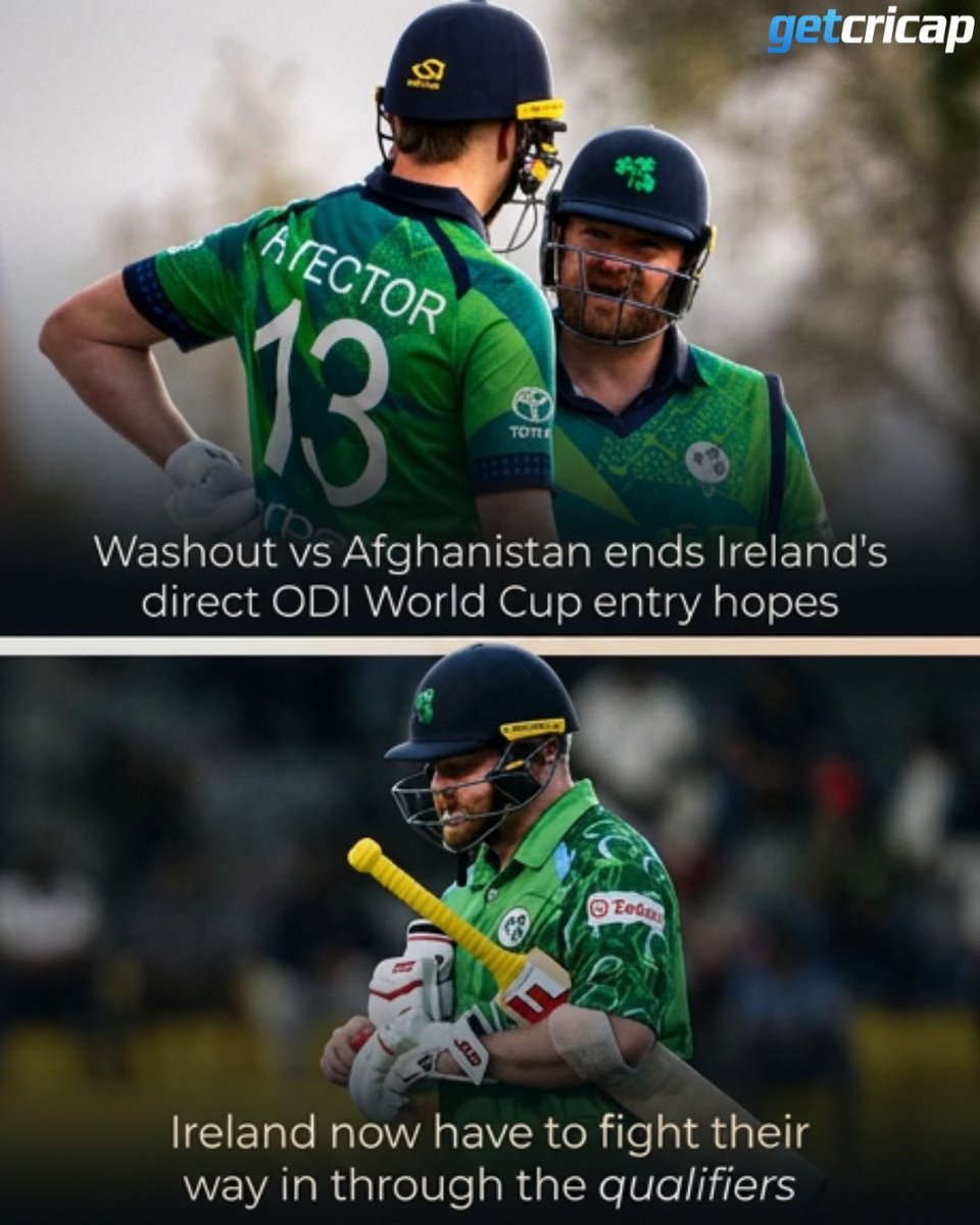 getCricap's tweet photo. A tough blow for Ireland. 💚💔

Ireland needed an outright series victory to secure automatic qualification for the ICC Men's ODI World Cup. With that opportunity now gone, the Boys in Green must take the longer route through the World Cup Qualifiers. 🏏

Their World Cup dream is still alive—but they'll have to earn it the hard way. 💪

📸: Ireland Cricket / AFP

#Cricket #IrelandCricket #WorldCup #ODIWorldCup