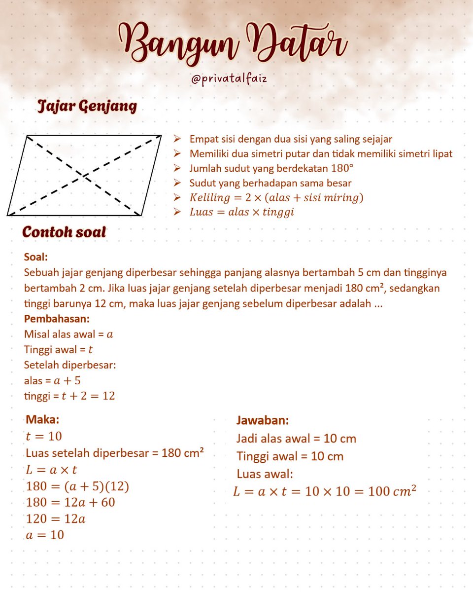 Privatalfaiz's tweet photo. CATATAN MATERI BANGUN DATAR

Yuk di save, semoga bermanfaat untuk persiapan TKA dan UTBK kalian! https://t.co/HMfitTJ9bF