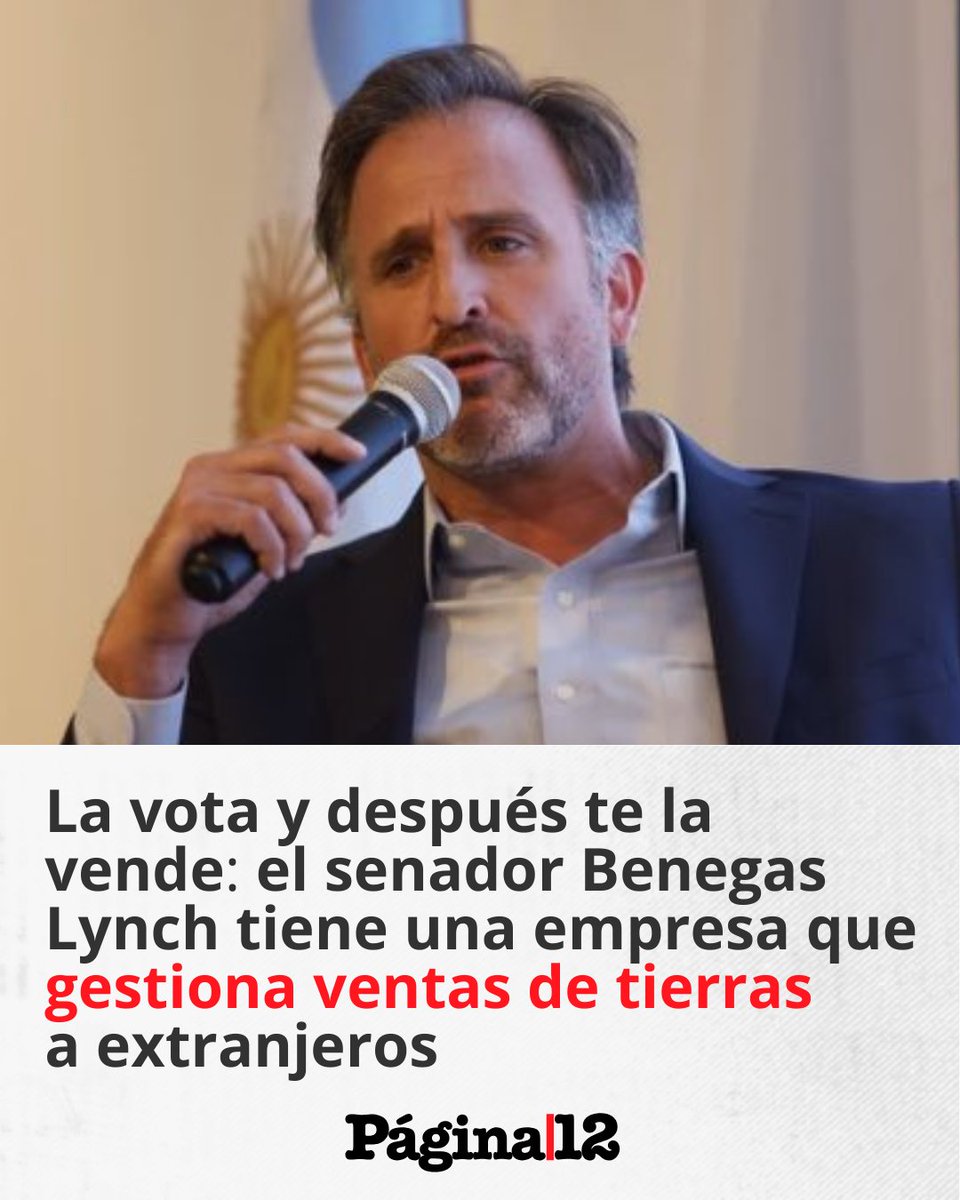 pagina12's tweet photo. Joaquín Benegas Lynch, senador de LLA por Entre Ríos, es dueño de Glocal Terra SRL, una firma que se dedica a vender tierras a empresarios extranjeros. https://t.co/3I4mHuzEbG https://t.co/vscX9aIeXb