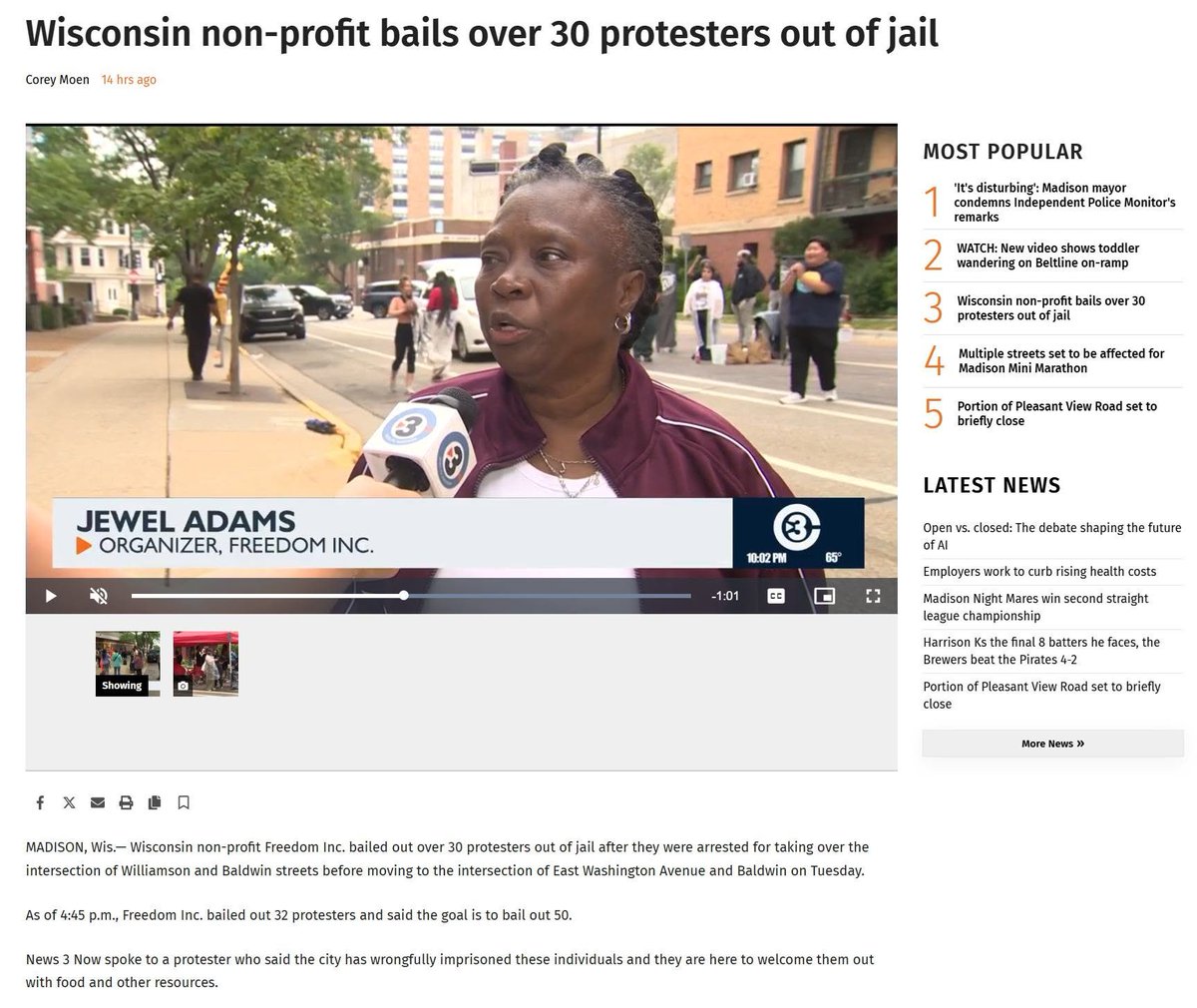 VickiMcKenna's tweet photo. A "non-profit" called Freedom Inc. has bailed out 32 of the occupiers arrested for resisting Madison police as they cleared the Francesca Hong Fan Club's "autonomous zone".  Freedom Inc. has received $ 5 MILLION from taxpayers since 2020. It does nothing. It is a taxpayer funded leftwing agitation organization.
The leader of this group pays herself over $320k/year! https://t.co/Irg2CRjaiO @DanLennington @wisconsin_now @BrianSchimming @TomTiffanyWI @libsoftiktok @SheriffClarke @BugTown09 @MrAndyNgo