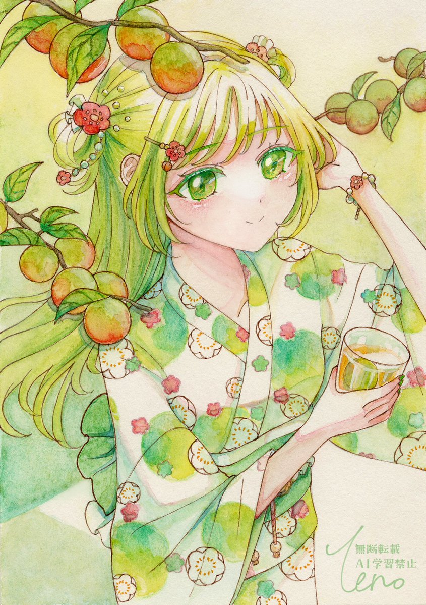 Ten_9898's tweet photo. お酒擬人化：梅酒
#oc #illustration https://t.co/p8BcB6IXOj