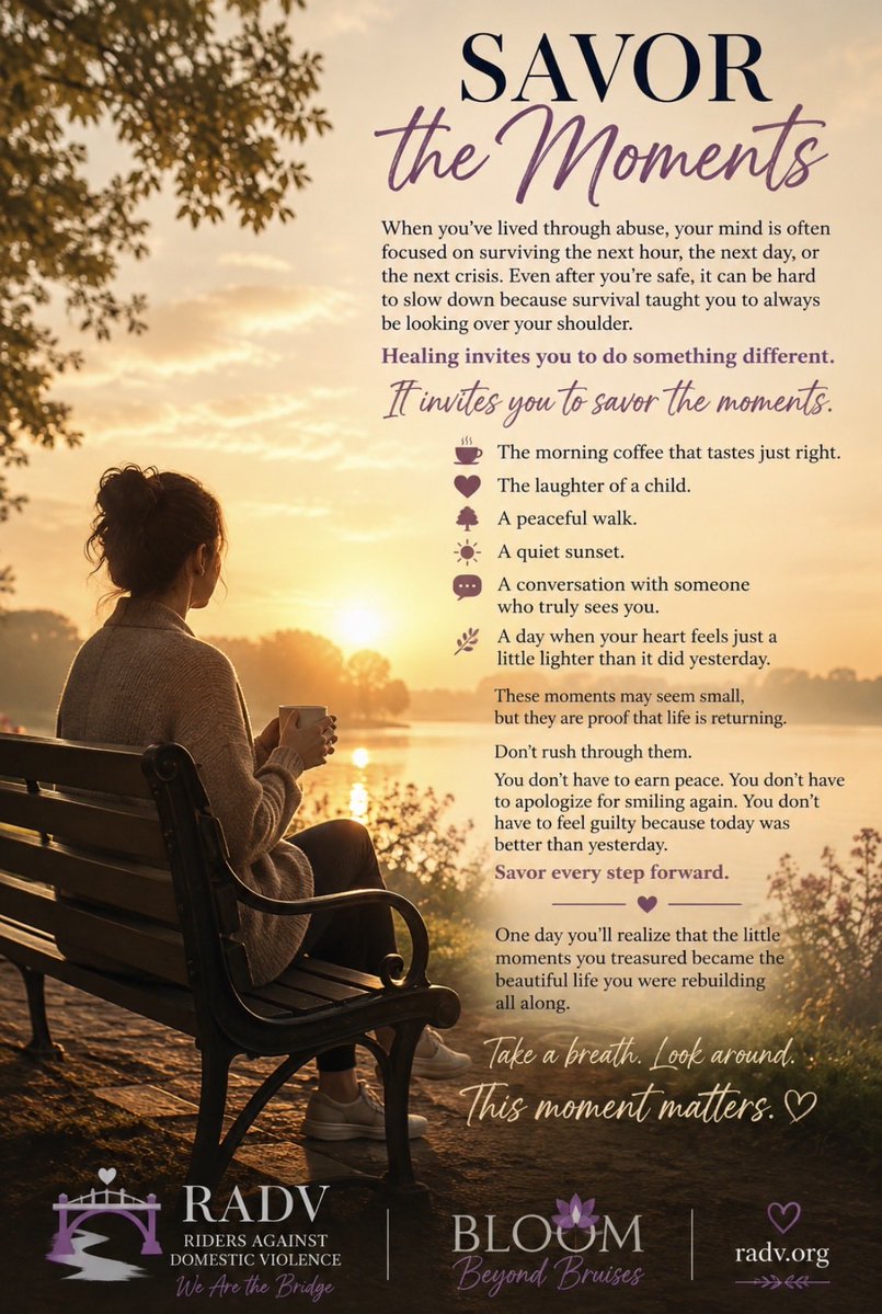 RADV15's tweet photo. Savor the Moments. 🌅

Healing isn’t only about surviving—it’s about learning to enjoy life again, one small moment at a time.

Read more:
https://t.co/a9ciZRDBmw

#RADV #WeAreTheBridge #HealingJourney https://t.co/C0dZqYxvvO
