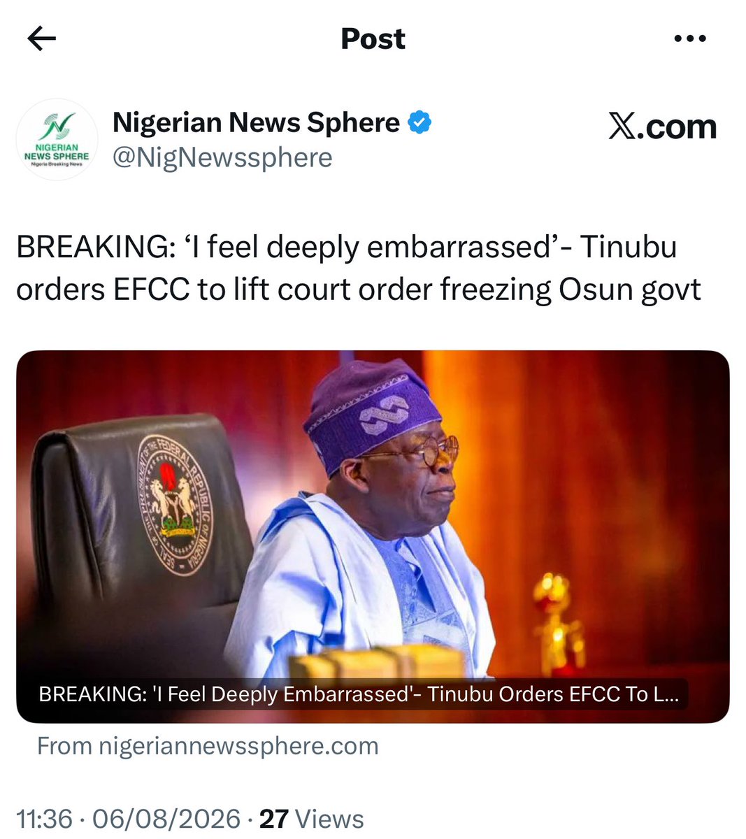BRGIEinfoMinist's tweet photo. You should now know that @officialEFCC is used by all Government in power to intimidate others that are against their policies of paying &amp; rehabilitation of Boko Haram. https://t.co/ZrpnMTosGi