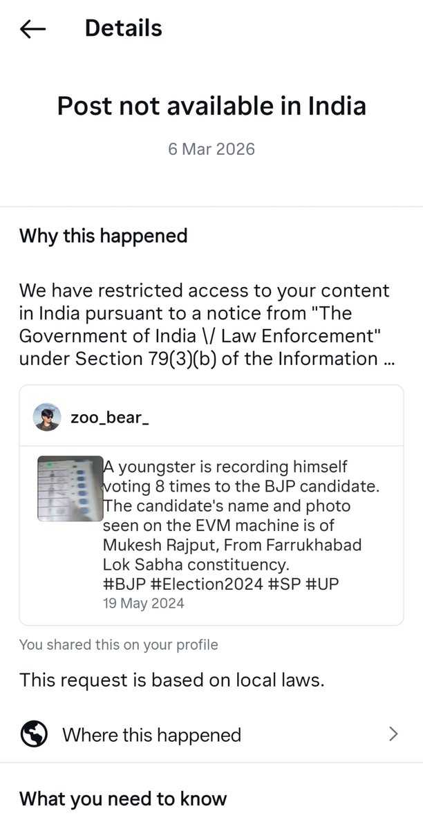 zoo_bear's tweet photo. Same with my Instagram account.  #MetaCensorsIndia https://t.co/uo8ntMYgjP