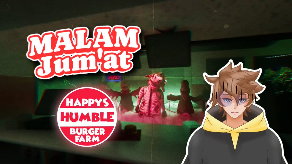 rion_hereeee's tweet photo. HATI-HATI: Siapkan mental dan jantung kalian  

Ritual Malam Jumat kali ini kita main Happy's Humble Burger Farm!

Langsung aja temenin aku live  
https://t.co/RPflD1fMm9

⏰jam: 19.37 WIB.   

Tenang yang takut, sama gw juga wwkwk  

 #malamjumat #vtuberIndonesia https://t.co/G9g65KW0Eo