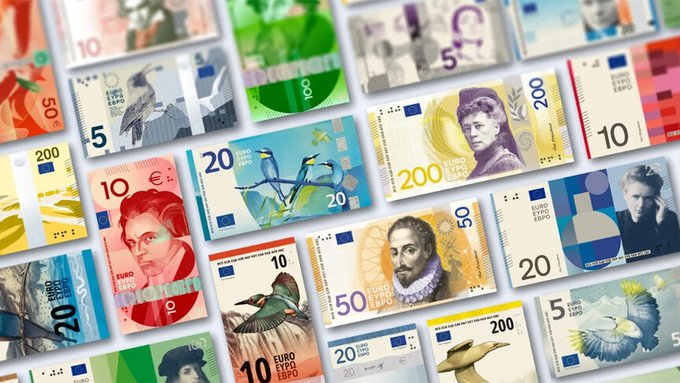 AlevBalabans's tweet photo. 💶Avro banknotları yeniden tasarlanıyor 

Avrupa Merkez Bankası, üçüncü nesil avro banknotları için hazırlanan 10 tasarım önerisini kamuoyunun görüşüne açtı https://t.co/aWwXpkQe3X