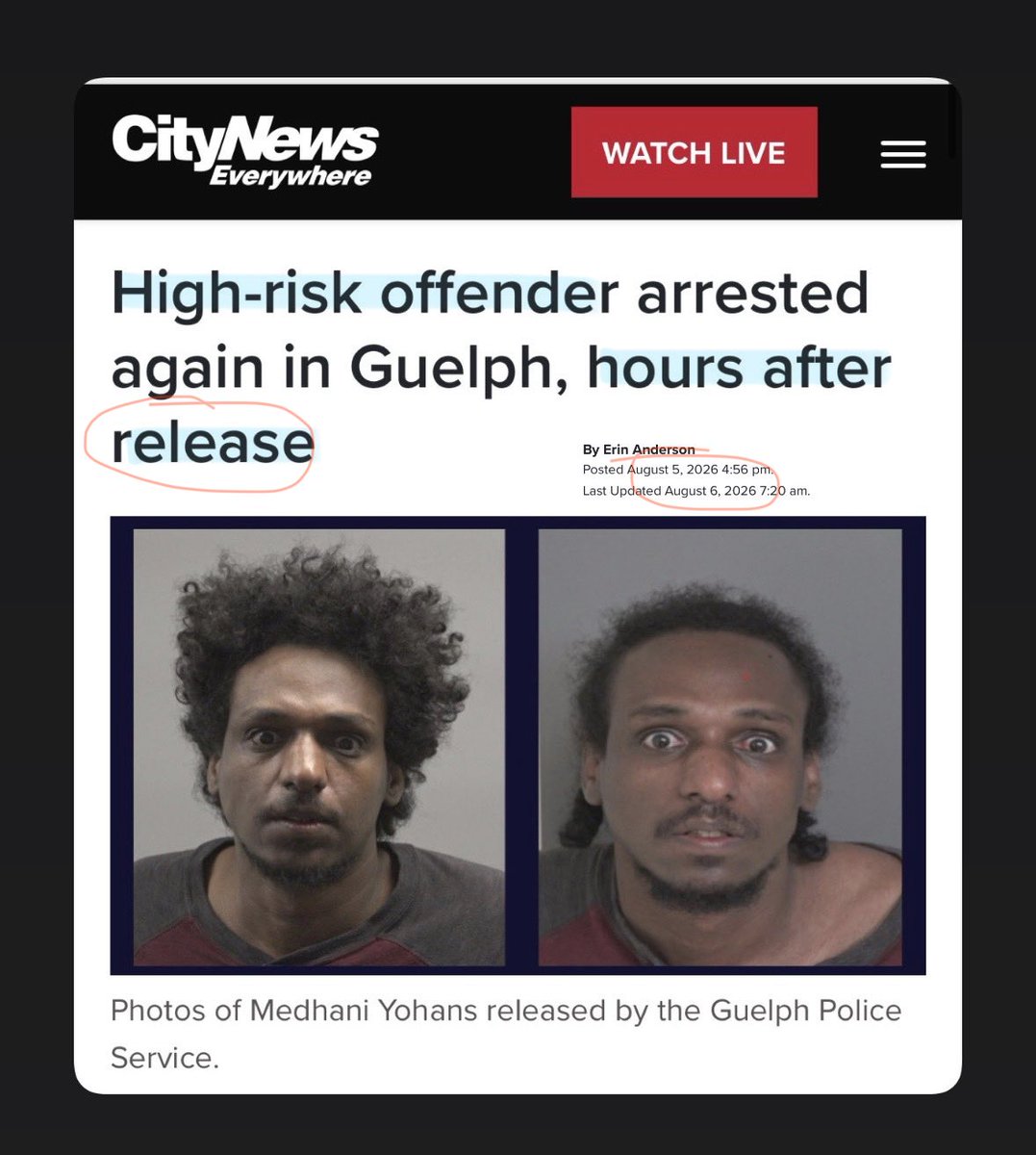 MelissaLMRogers's tweet photo. So a high risk VIOLENT offender was released from custody, and ARRESTED just a few hours after being released 🤯

Medhani Yohans, who poses a particular risk to women, a history of violence, including sexual assaults on strangers 🇨🇦 yet was released. This is CANADA https://t.co/7SnOeS0YxU