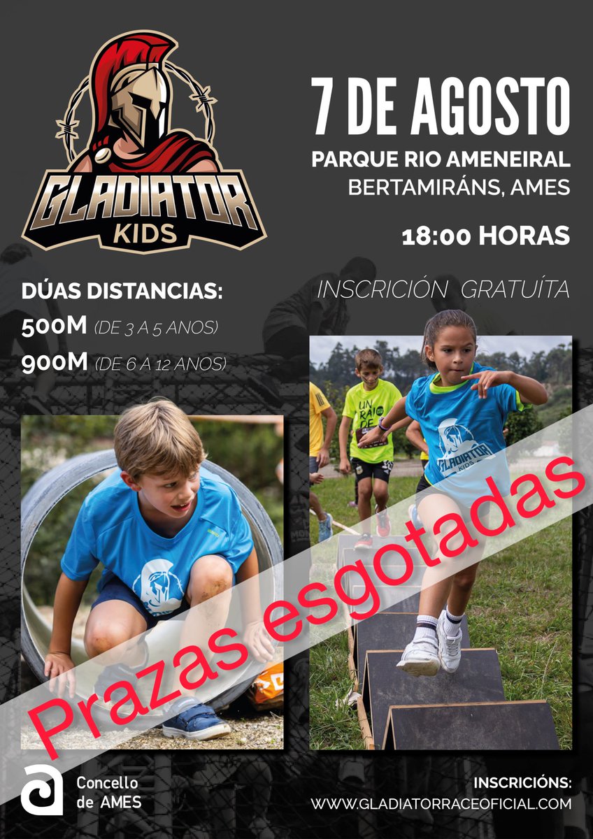 concellodeames's tweet photo. O parque do Ameneiral acolle este venres unha nova edición da Gladiator Race Kids para a que se esgotaron todas as prazas 🙌🏻🙌🏻🏁
Para saber máis ℹ️🔗 https://t.co/c9bdMgLdoR
#GladiatorRace #Deporte #Infancia #ConcelloDeAmes #Ames https://t.co/IzGE3SNWRu
