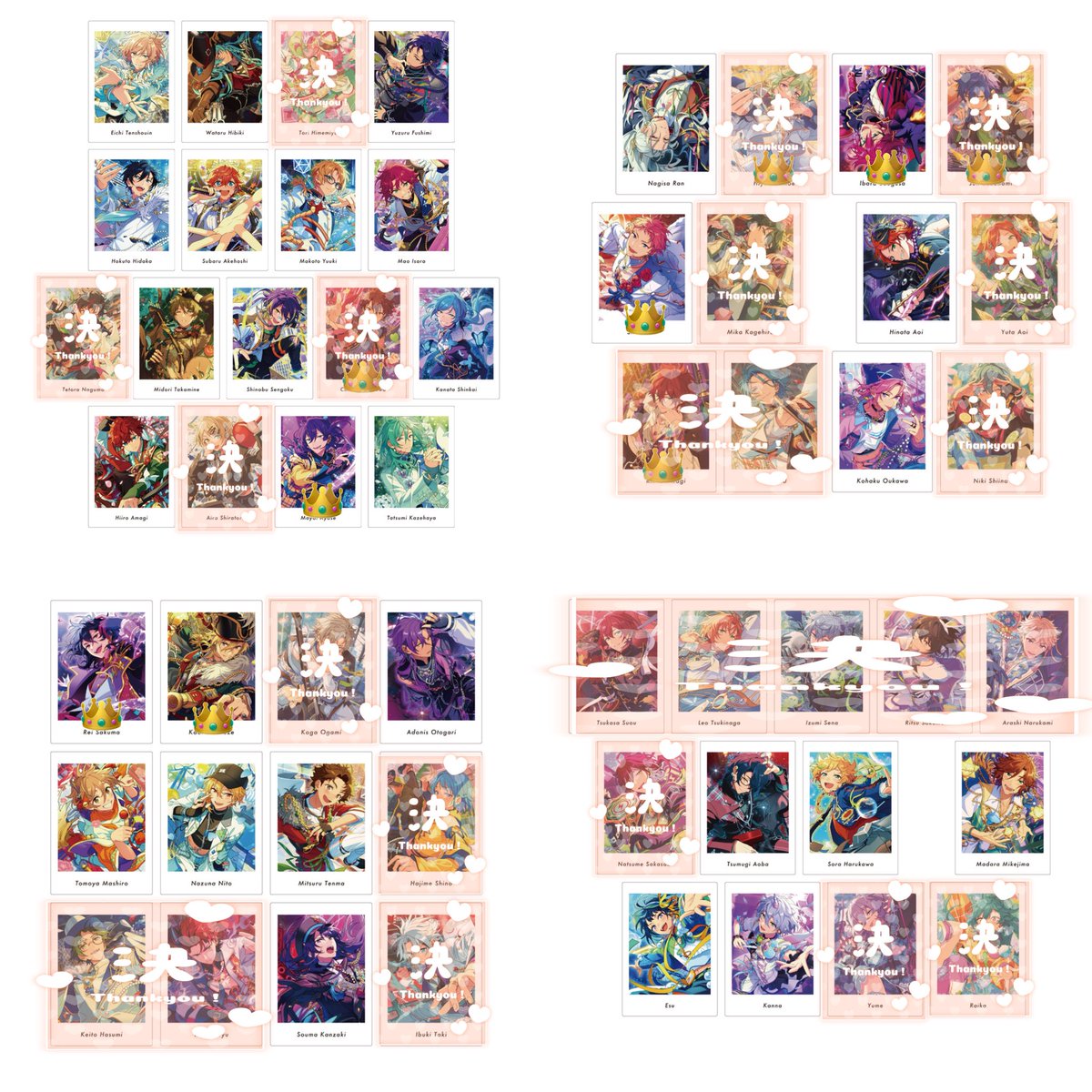 rose3934_'s tweet photo. 【交換・譲渡・仮約束】あんスタ ぱしゃっつ vol.7 action private

求￤pレオ or 91円/枚＋送料

譲￤画像参照

✧各2BOX予約予定
✧a⇄p ◎
✧👑➞譲渡の場合抱き合わせ必須（要相談）。
✧譲渡はキャラ毎

お気軽にお声かけください。 https://t.co/O8rYPKUWoK
