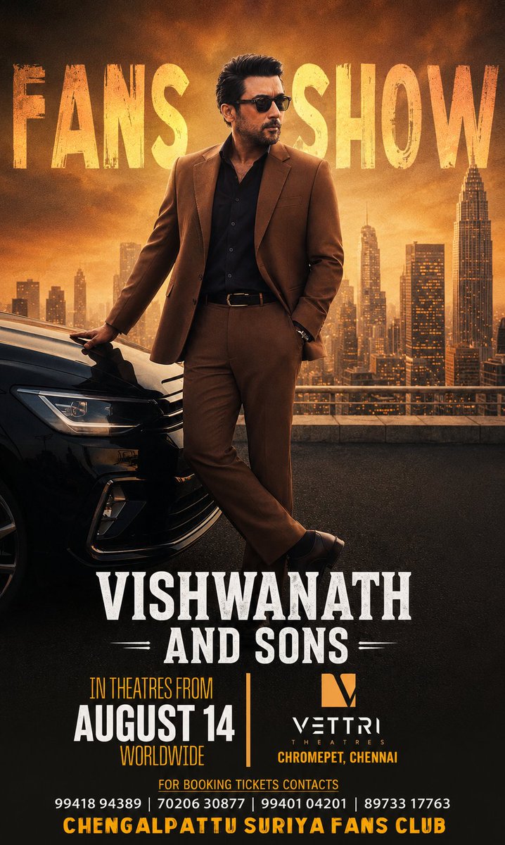 Ram_offf's tweet photo. 🎬🔥 Book your Vettri FDFS tickets now for **#ViswanathAndSons**! 🔥🎬

Don’t miss the FDFS experience  **Book your tickets and celebrate the first show with us!** 💥❤️

 #Vettri #FDFS 
#Chengalpattusfc 
@AyanSuriya_offl @ChengaiSFC_Offl @VettriTheatres
 @Suriya_offl ❣️🤩❣️ https://t.co/UQtr9LwTc0