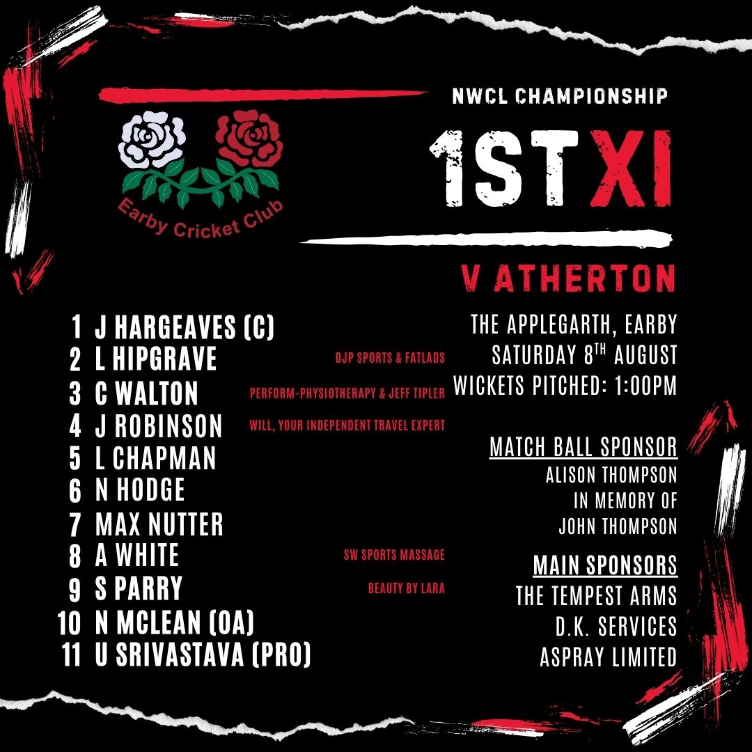EarbyCC's tweet photo. Teams for the upcoming weekend 🏏

Many thanks to Alison Thompson (in memory of John Thompson) for sponsoring the 1st XI match ball, and also to The Tempest Arms (Elslack), D K Services and Aspray (Lancashire) for their continued support 🙌

#earbycc #earbycricketclub #COTE https://t.co/ydHGqbmHiX