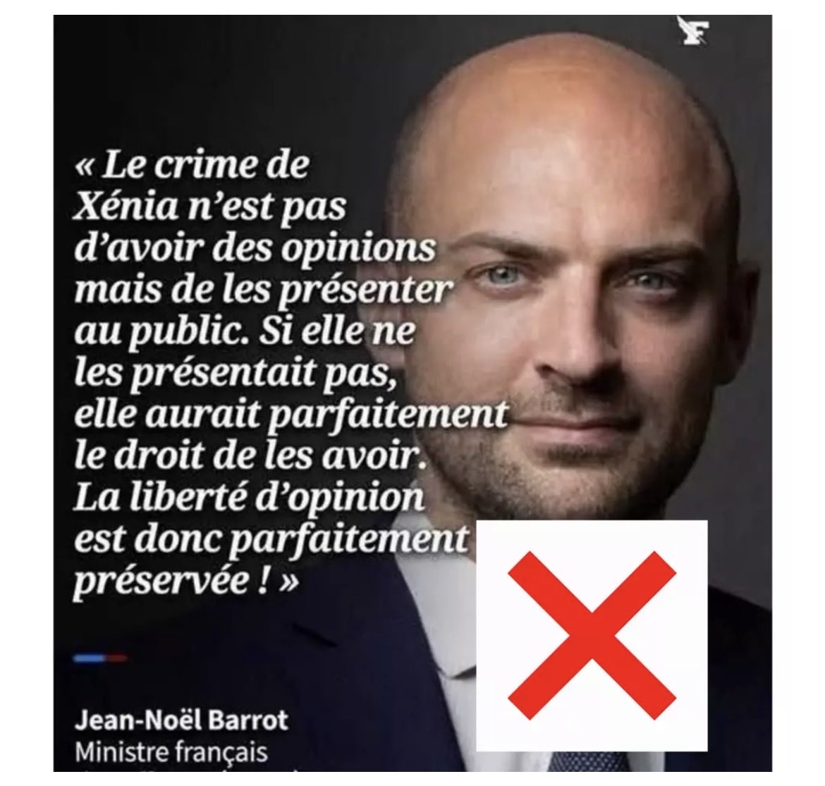 MoDem_MDFE's tweet photo. INTOX

❌ @jnbarrot n’a jamais prononcé les propos que les internautes lui prêtent. 
❌ @Le_Figaro n'a pas publié cette prétendue déclaration du ministre.

✅ @xfedorova est un relai de la désinformation et manipulation russe, nuisibles à la 🇫🇷 et l’🇪🇺

https://t.co/AG7z28jSgE https://t.co/Bj2zXFAf8F