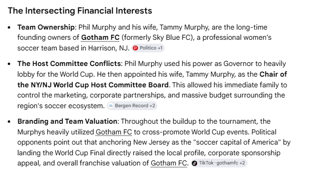 Resinplanter's tweet photo. @ColbyMannionNJ What he benefitted from was the $308+ million taxpayers was on the hook for to host FIFA and now he and his women's soccer team skipped NJ, ironically,  crushed by his own tax increases...

“We’re from Jersey, baby, and they’re not!” 🤡

https://t.co/tb5tl7P9Ea https://t.co/TmK19p03NV