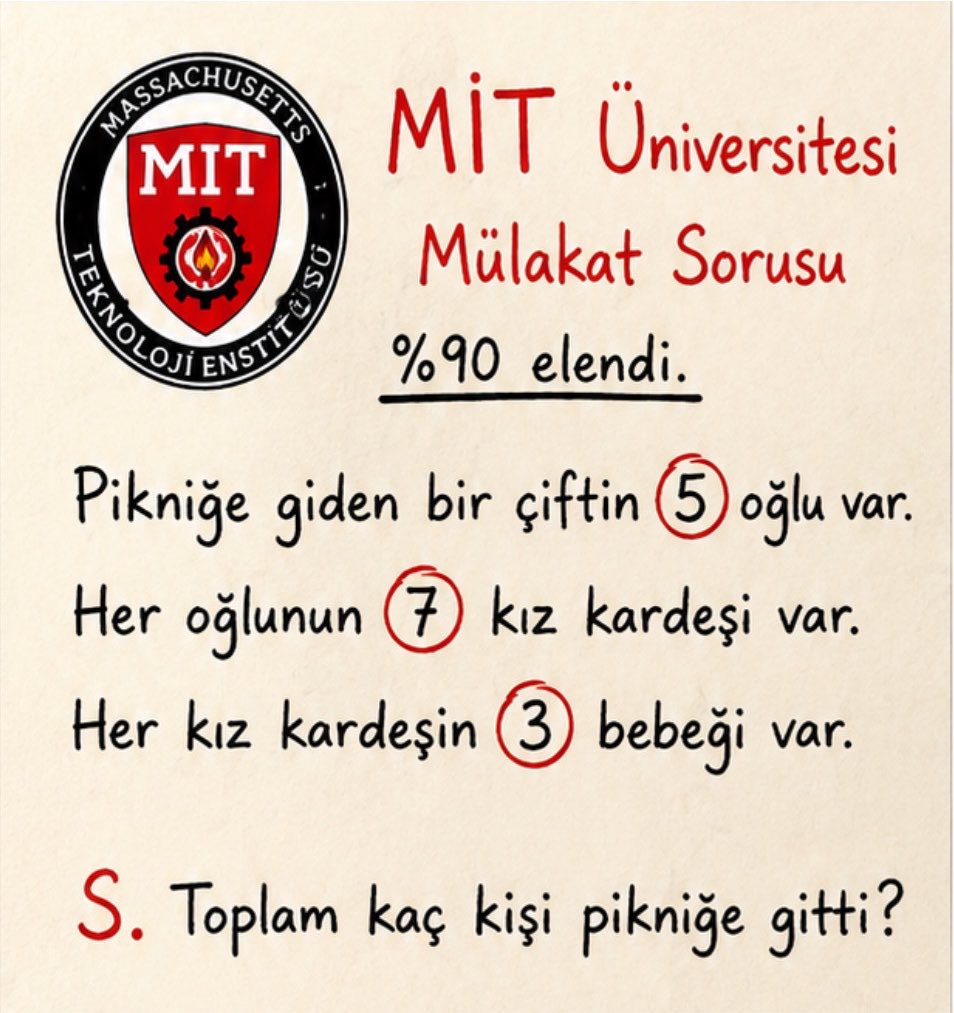 usludurkizim's tweet photo. MİT üniversitesi mülakat sorusu;

bunu çözersen, matematik bilgin ortalamanın üstündedir.

çözebilir misin? https://t.co/Aba09eVOkV