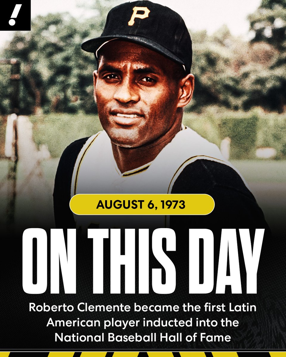 YahooSports's tweet photo. 53 years ago, baseball icon Roberto Clemente was elected to the Hall of Fame just months after his tragic death 💛🖤 https://t.co/94YqCmfrjn