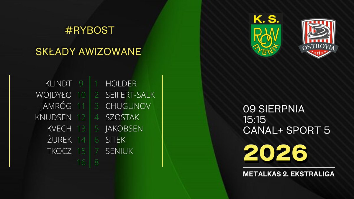 G72_ROW's tweet photo. Awizowane składy na niedzielny mecz
... 
#RYBOST #Metalkas2Ekstraliga #Speedway #G72 https://t.co/UvcZxF6v0a