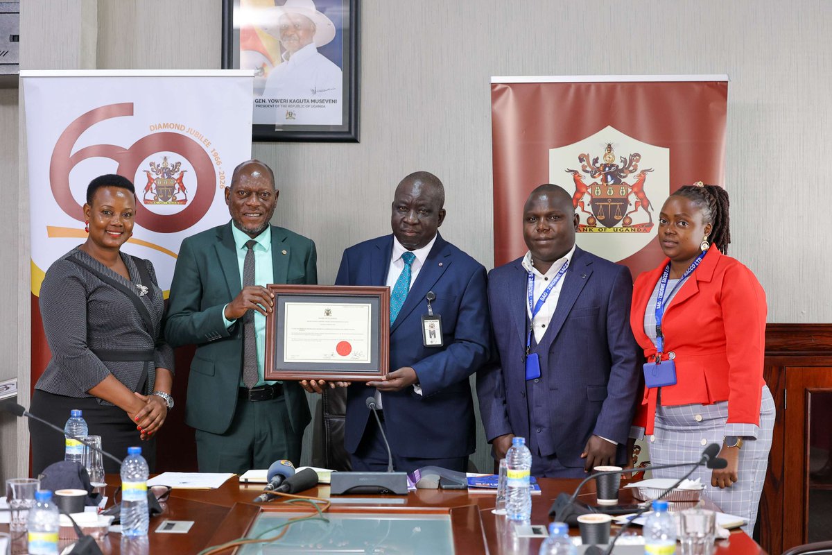 BOU_Official's tweet photo. Bank of Uganda Licenses Two More Large SACCOs

The Bank of Uganda has licensed Share An Opportunity SACCO, based in Zirobwe, and Kihondo Tukwatanize SACCO, based in Fort Portal, bringing the number of large SACCOs under the Bank’s direct supervision to six.

The licences were presented during a ceremony held at the Bank of Uganda on Thursday, 6 August 2026, by Mr Mackay Aomu, Director, Non-Bank Financial Institutions, on behalf of the Executive Director, Supervision and Regulation.

Speaking at the ceremony, Mr Aomu urged the newly licensed SACCOs to remain firmly rooted in the communities they serve and to build strong, trusted institutions that their members can be proud of.

He emphasised the importance of sound policies and procedures that promote accountability, strengthen internal checks and balances, and support prudent management. He also called on the SACCOs to safeguard members’ data and give due attention to environmental, social, and governance principles in their operations.

Mr Aomu noted that well-governed and regulated SACCOs play an important role in expanding financial inclusion and supporting Uganda’s socio-economic transformation.
The ceremony was attended by executives and board chairpersons from the two SACCOs, together with staff from the Bank of Uganda’s Supervision Directorate.