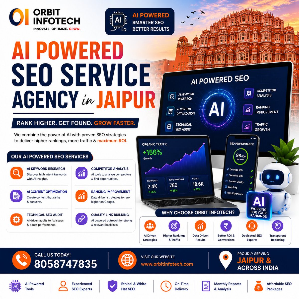 InfotechOrbit's tweet photo. Boost your Google rankings with AI-powered SEO from Orbit Infotech.
📈 Smarter SEO | 🚀 More Organic Traffic | 🎯 Better Results
#AIPoweredSEO #AISEO #Jaipur #SEOAgency #DigitalMarketing #OrbitInfotech https://t.co/Mocb2F7J91