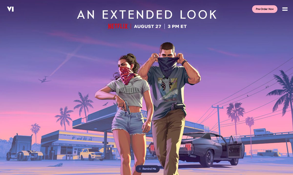 LatestXplorer's tweet photo. BREAKING: We're getting even more #GTAVI.

@RockstarGames just announced an exclusive extended look at GTA VI on August 27 at 3 PM ET, exclusively on @netflix.

Who's watching? 👀 https://t.co/oEP3YWWOTP